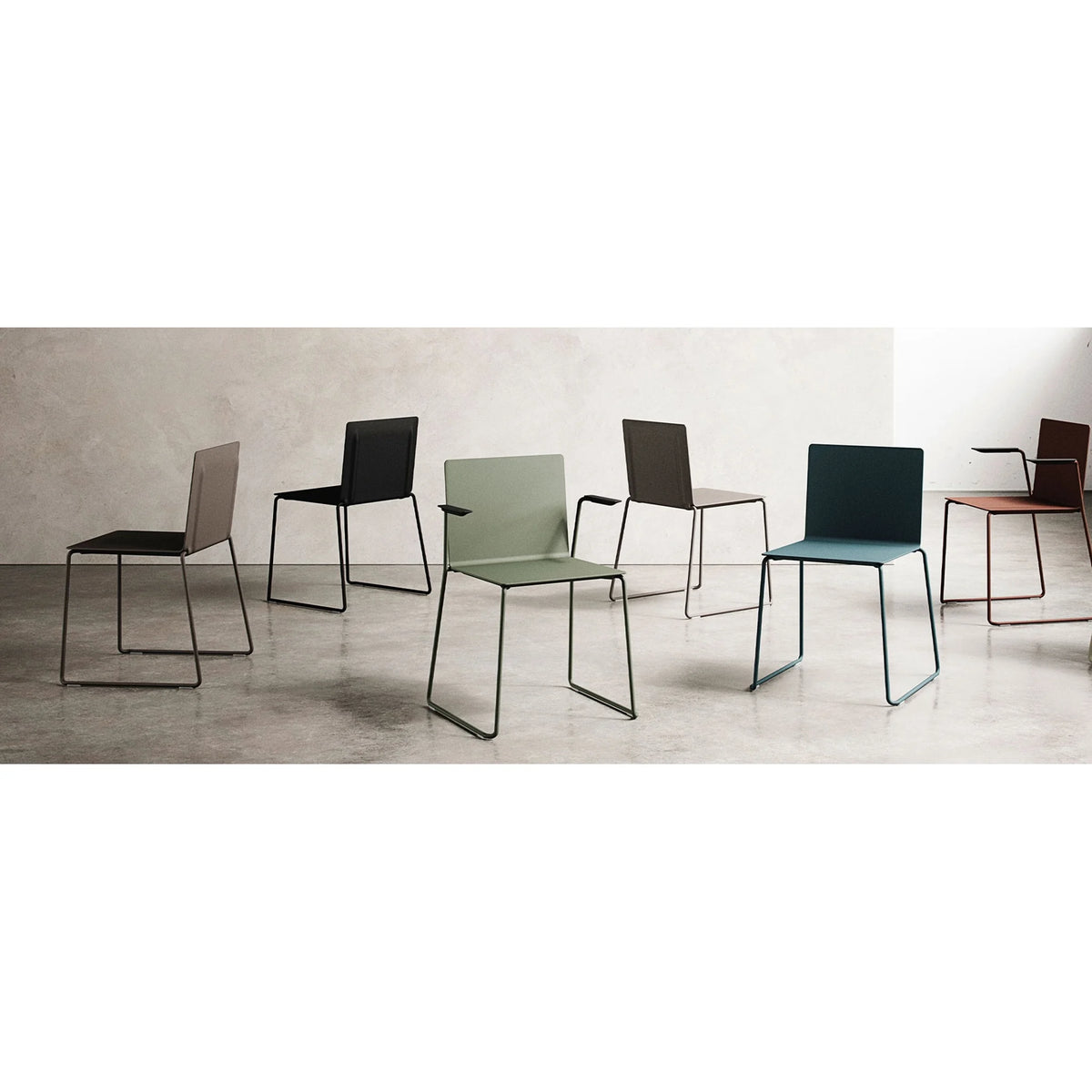 Conference chair with flexible seat shell, stackable | DRY