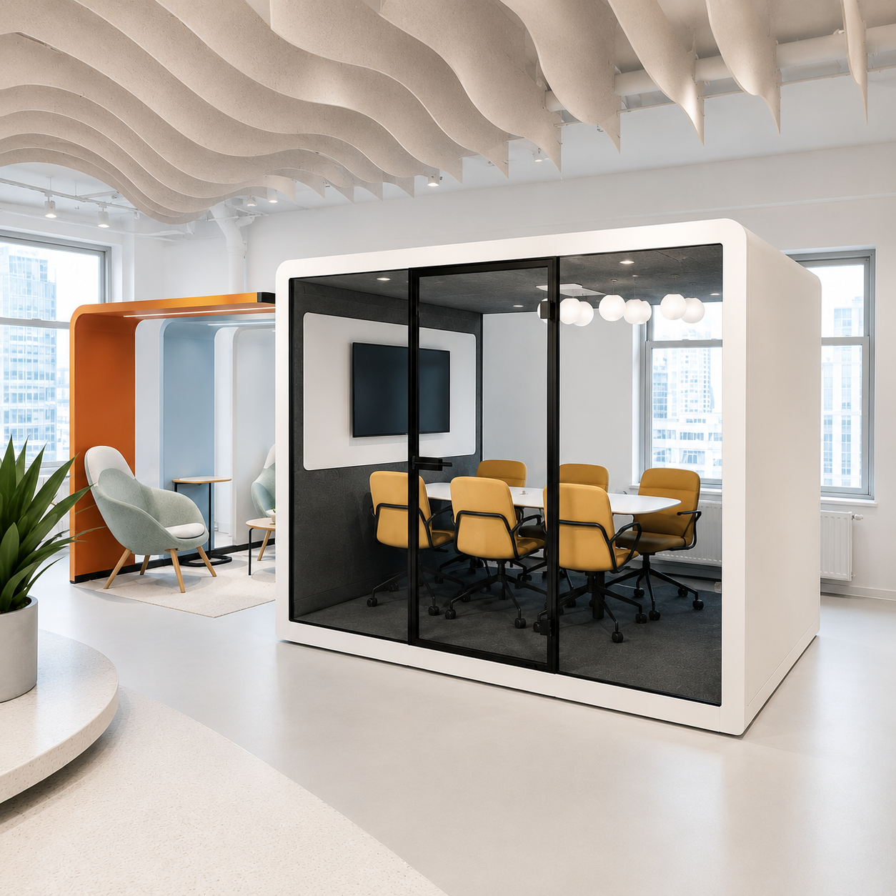 Boîte de bureau avec certificat GS & Réduction du bruit de 30,4 dB (norme ISO) | Silen Space 2 (1 à 6 personnes)