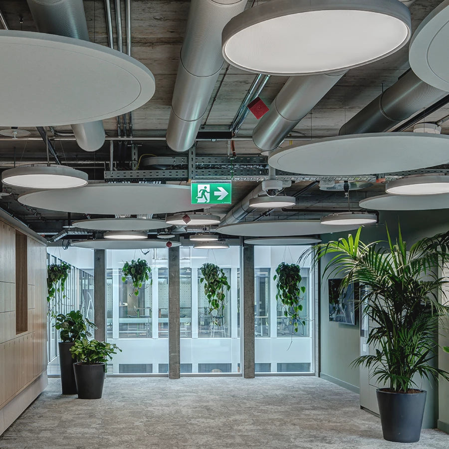 Akustisches Deckenpanel Round in modernem Innenraum