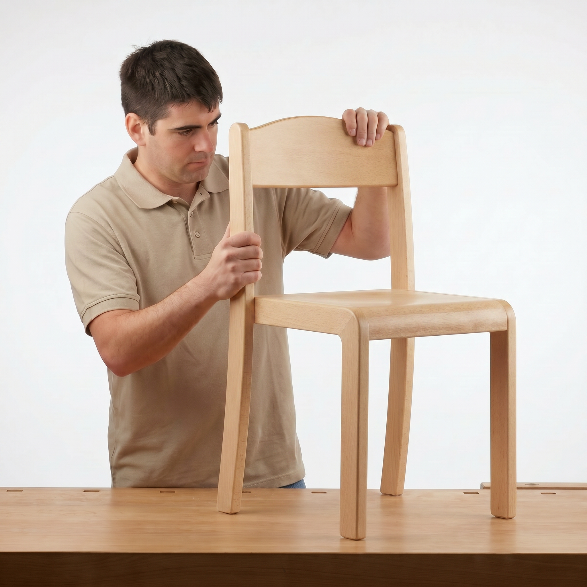 Kindergarten chair made of solid wood for the Swiss kindergarten