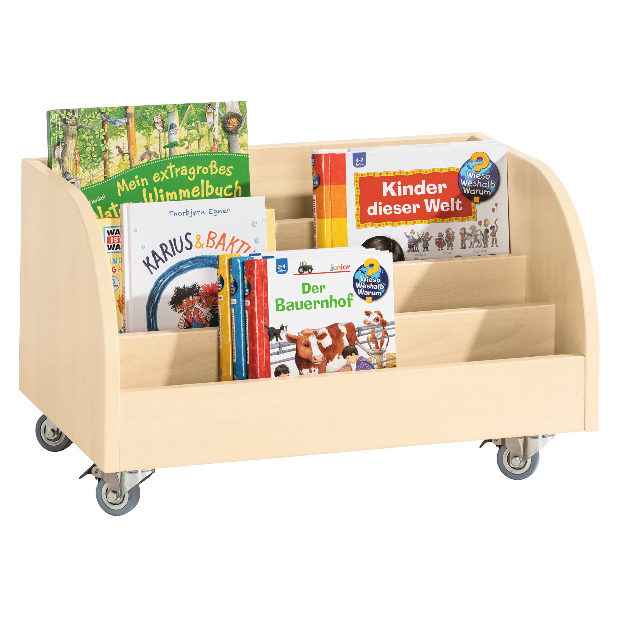Gestaffelter Bücherwagen für Leseecke Kindergarten
