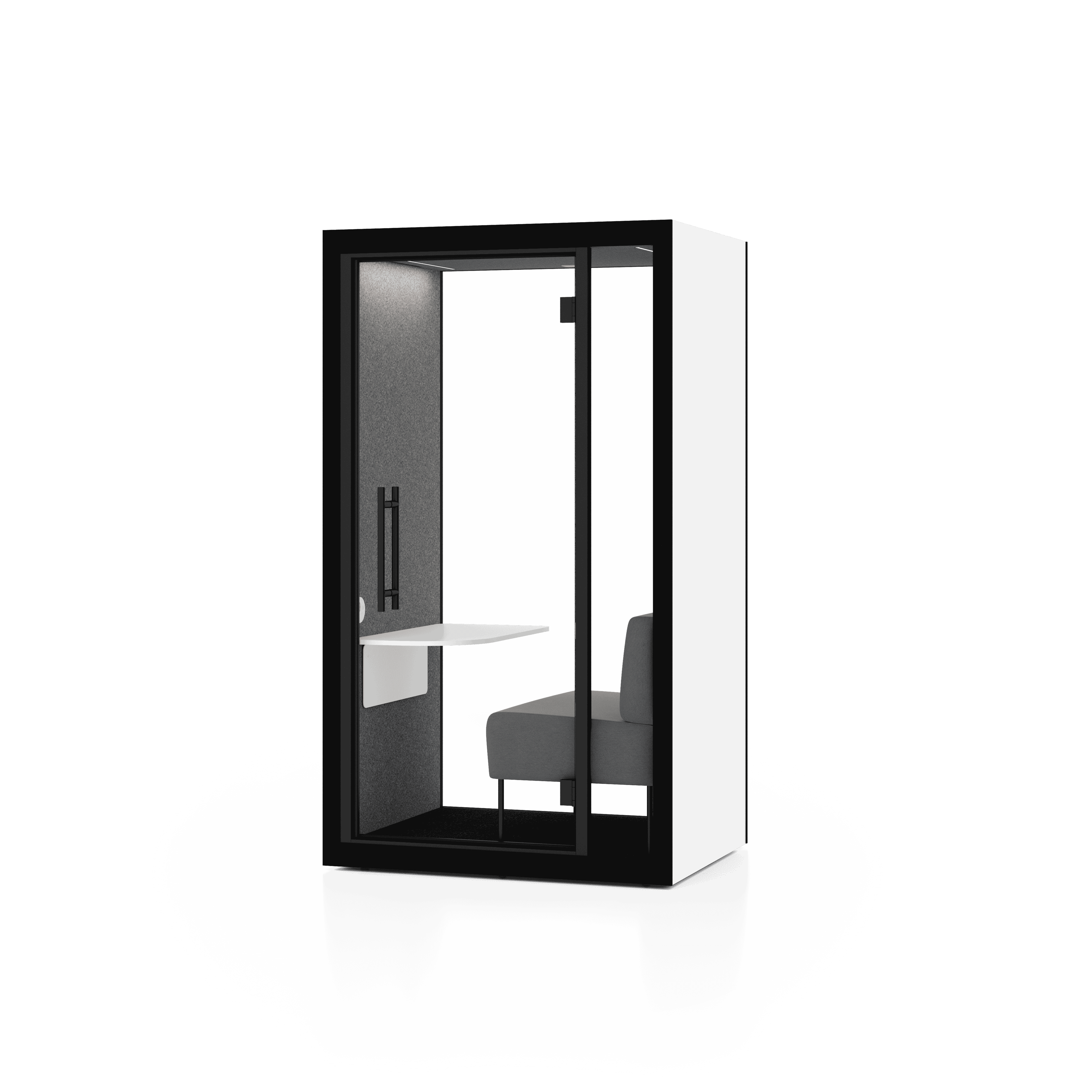 Chatbox Solo Phone Box mit schallisolierter Tuer und minimalistischer Optik – flexible Ruheraumloesung fuer Telefonate und fokussiertes Arbeiten im modernen Buero