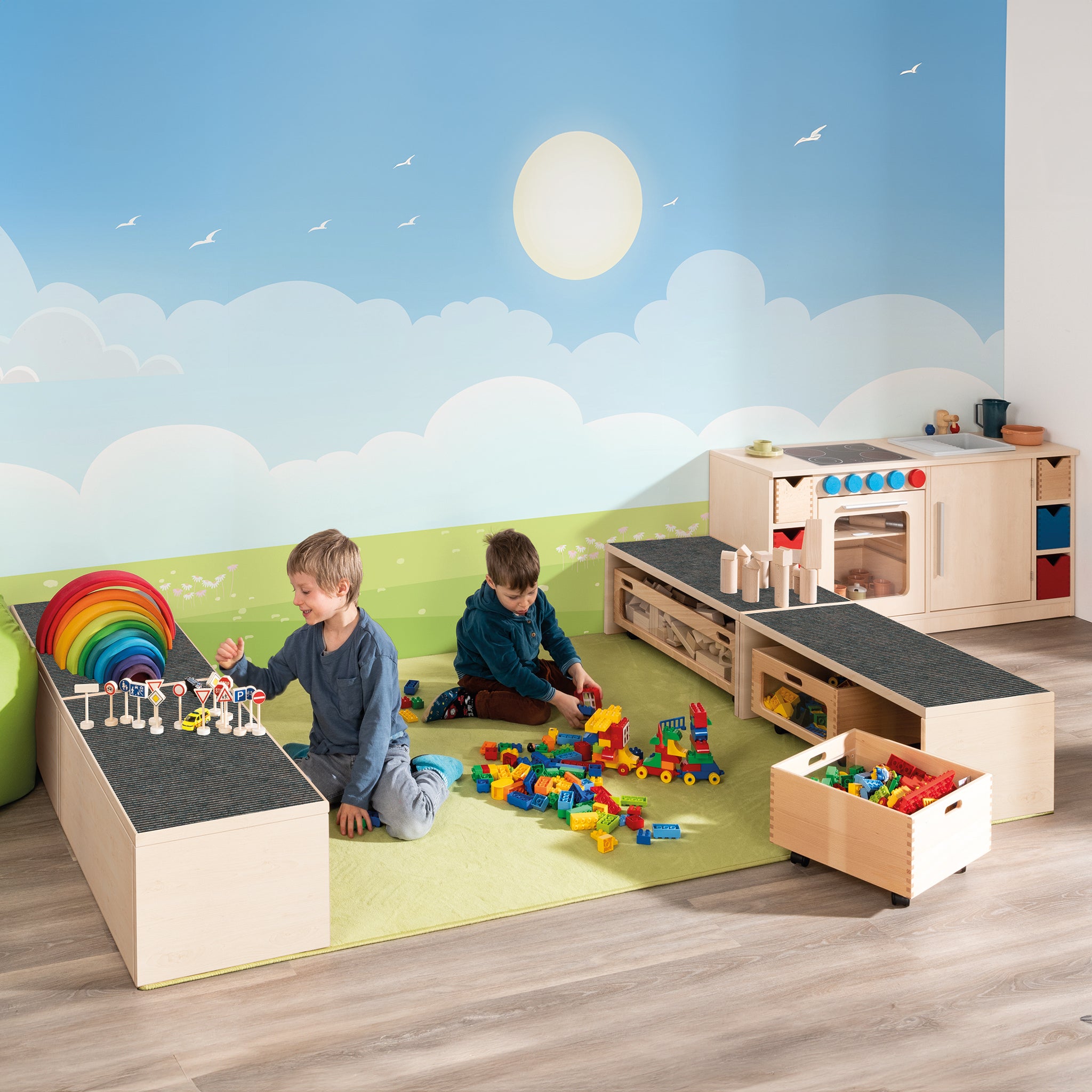 Bauecke Kindergarten Podest