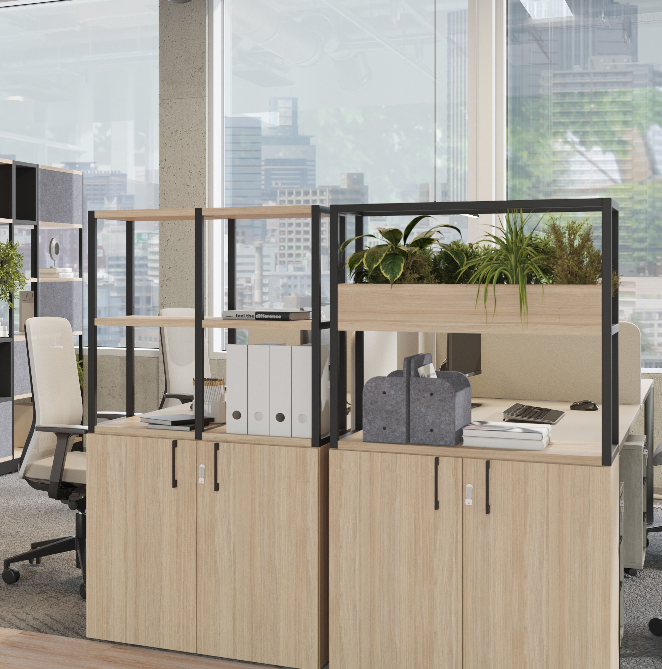 Raumtrenner-Regal Büro mit Blumenkästen ǀ COMBUS