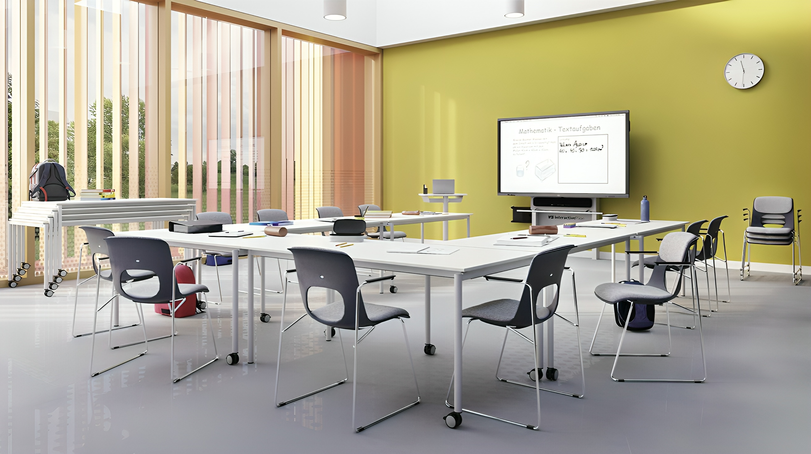 Table étudiante empilable et à chaîne | Modulaire