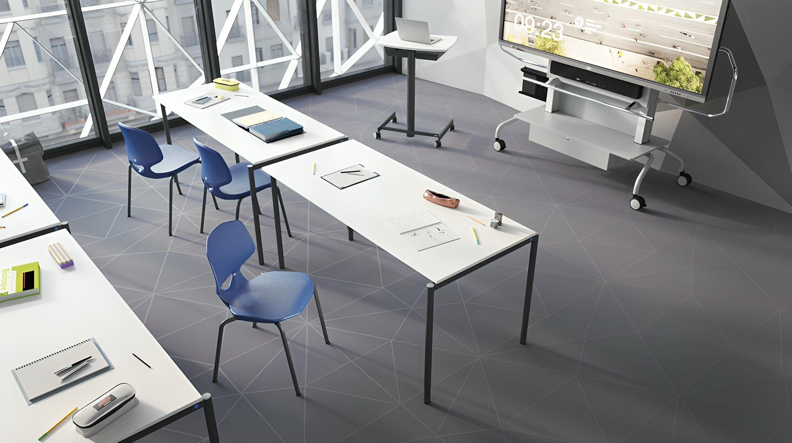 Table étudiante empilable et à chaîne | Modulaire