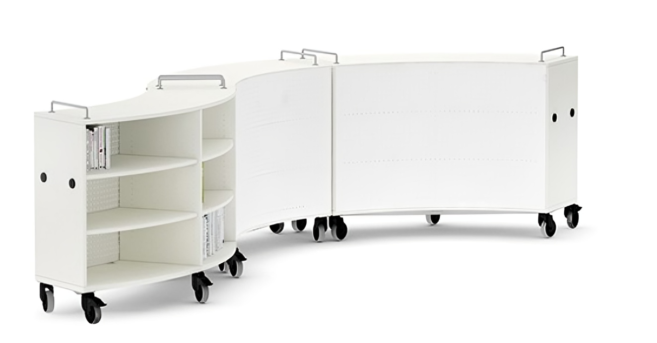Schulregal mobil gerade oder gebogen | eduLandscape