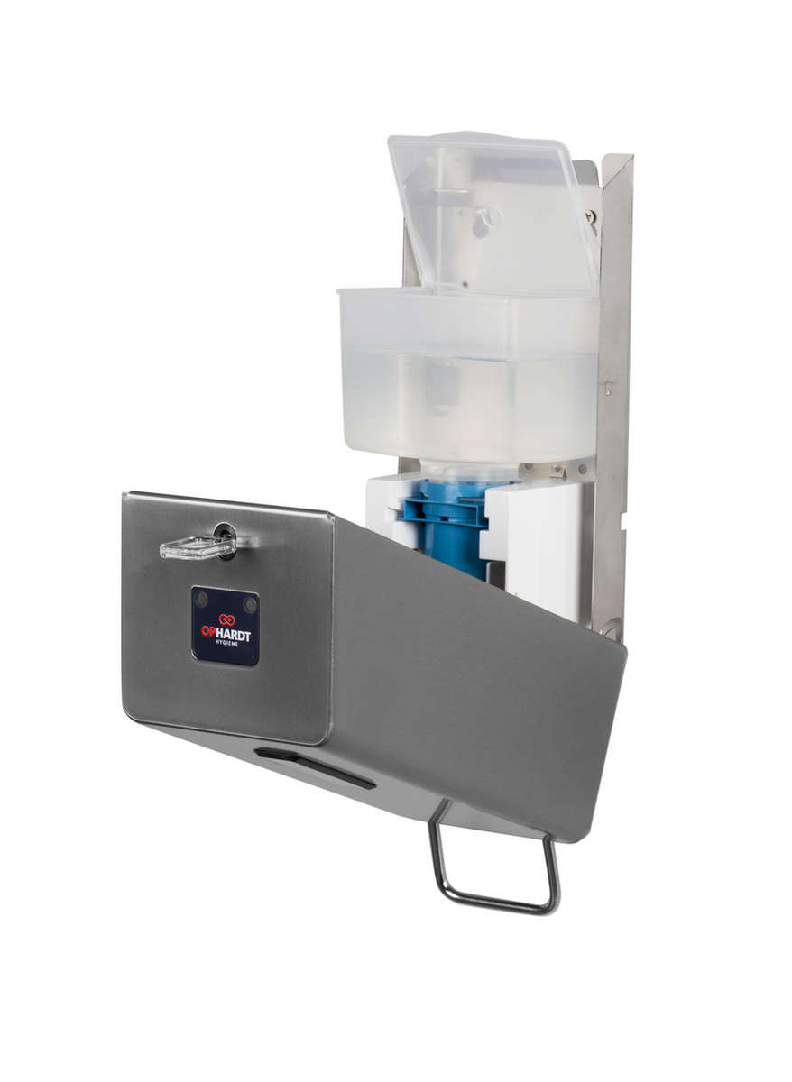 Eleganter Wand-Seifenspender aus Chrom für moderne Sanitärbereiche.