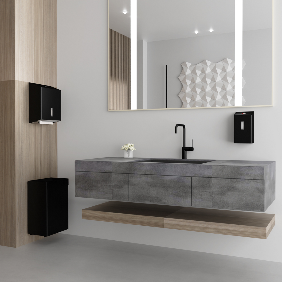 Design-Wandseifenspender aus Edelstahl, perfekt für den Einsatz in Waschräumen.