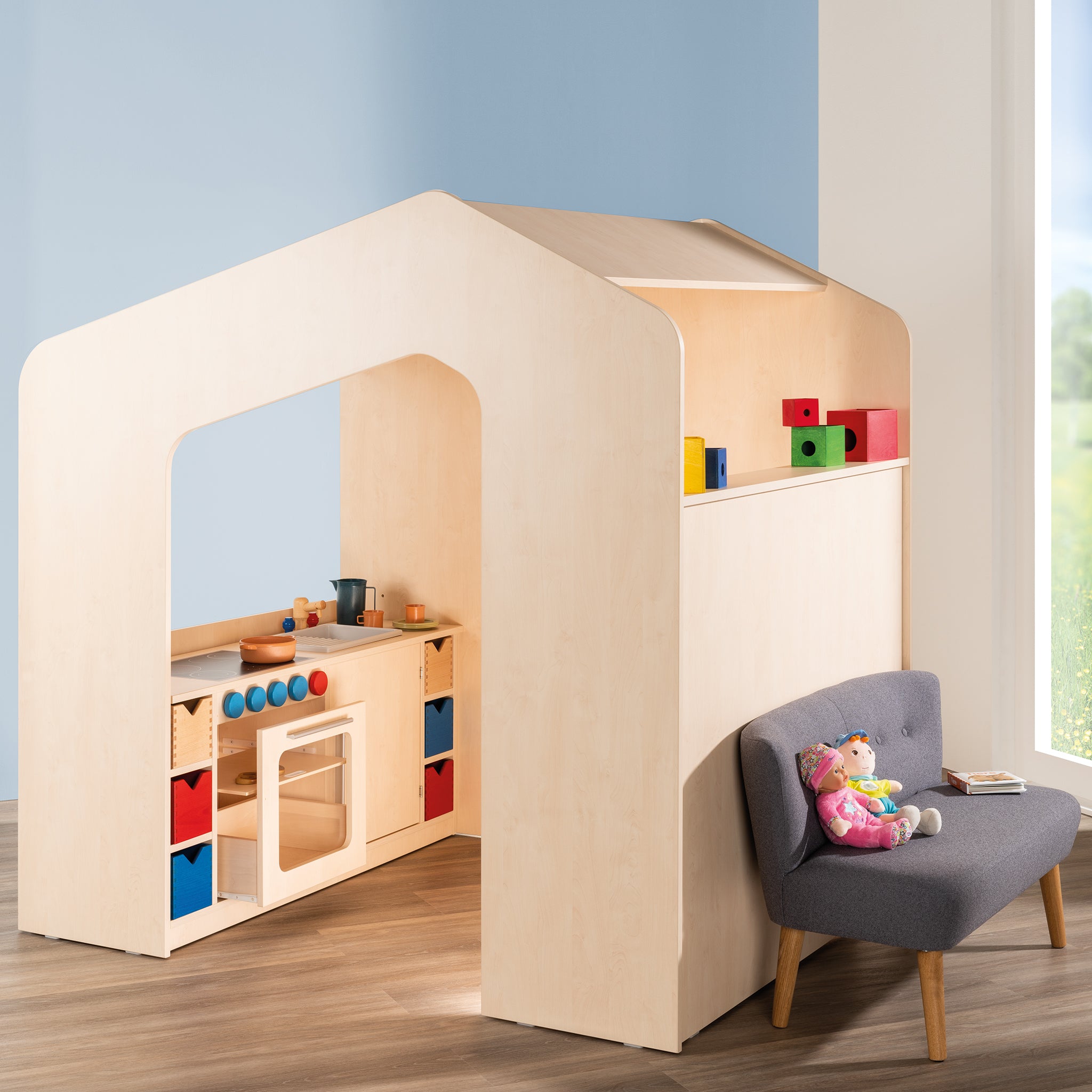 Kindergartenmöbel Spielhaus Birke