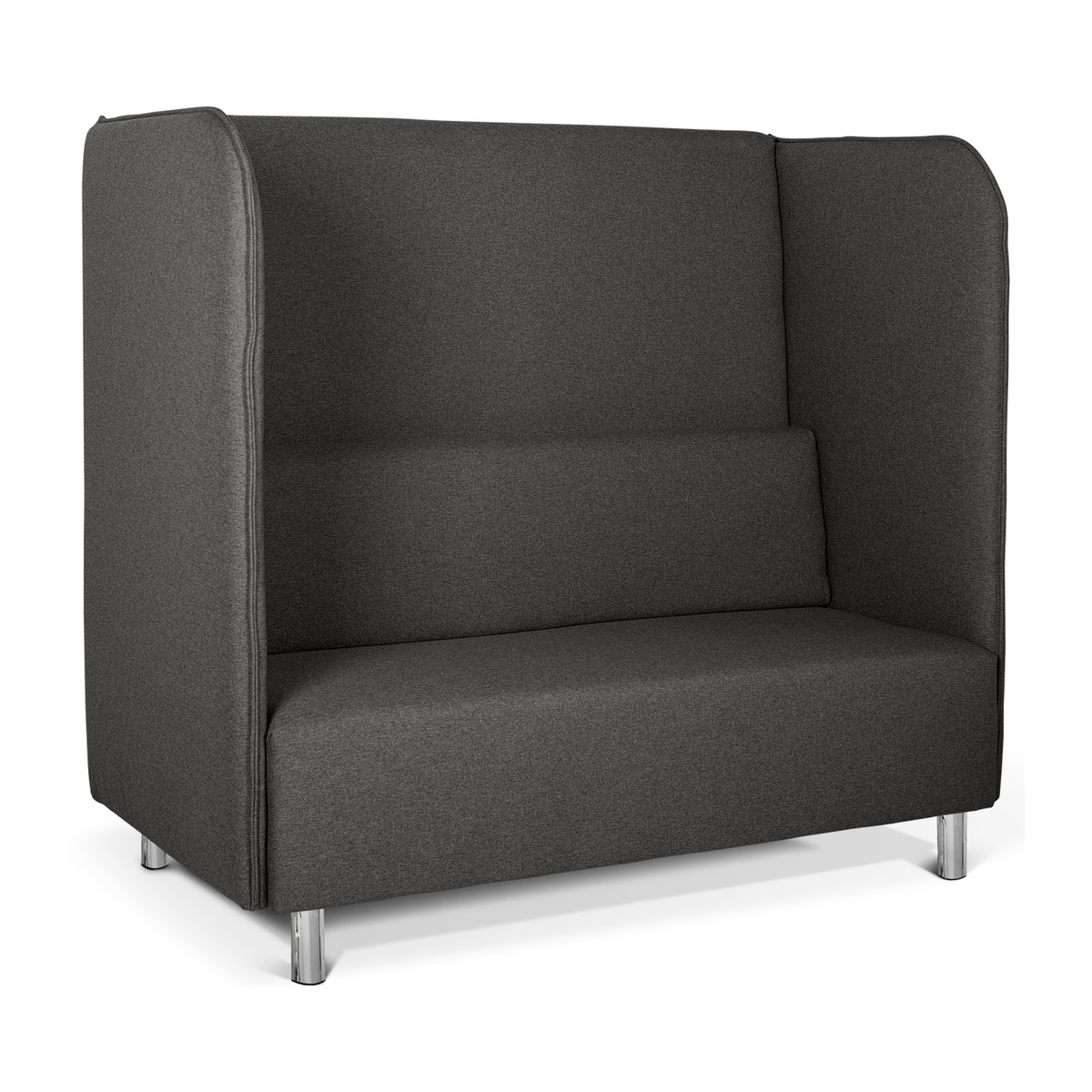 VARIATION Akustik-Sofa in Anthrazit mit hohen Lehnen für Büro, Schule und Kindergarten, schrägansicht