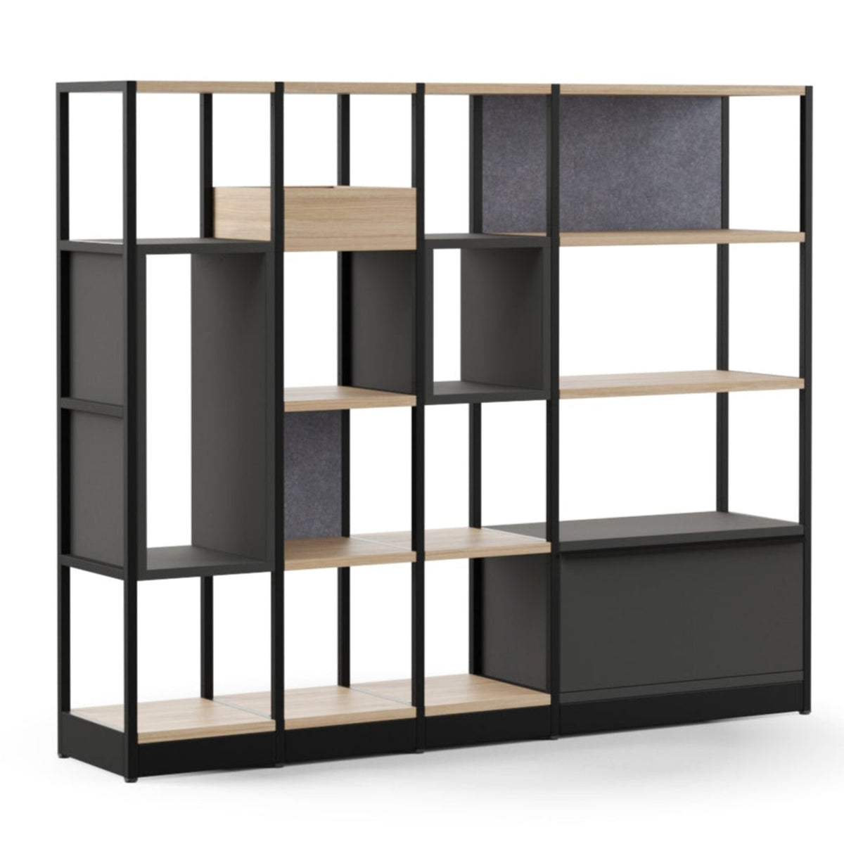 Büroregal 4OH mit Schubfach modular als Raumtrenner ǀ COMBUS
