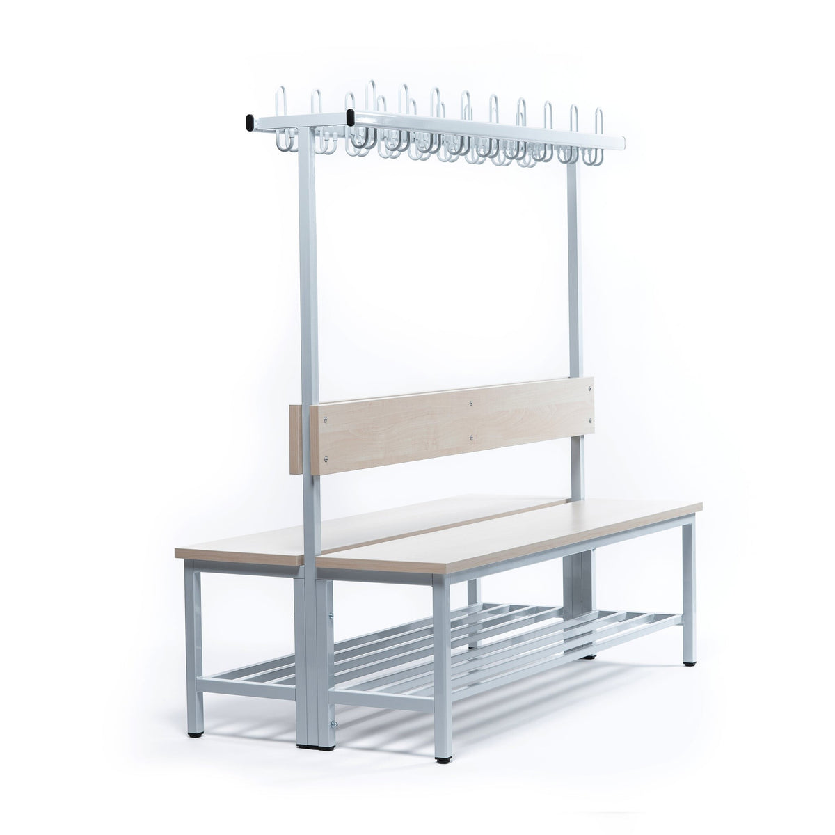 Garderobe Schule doppelseitig mit Schuhablage und Garderobenhaken