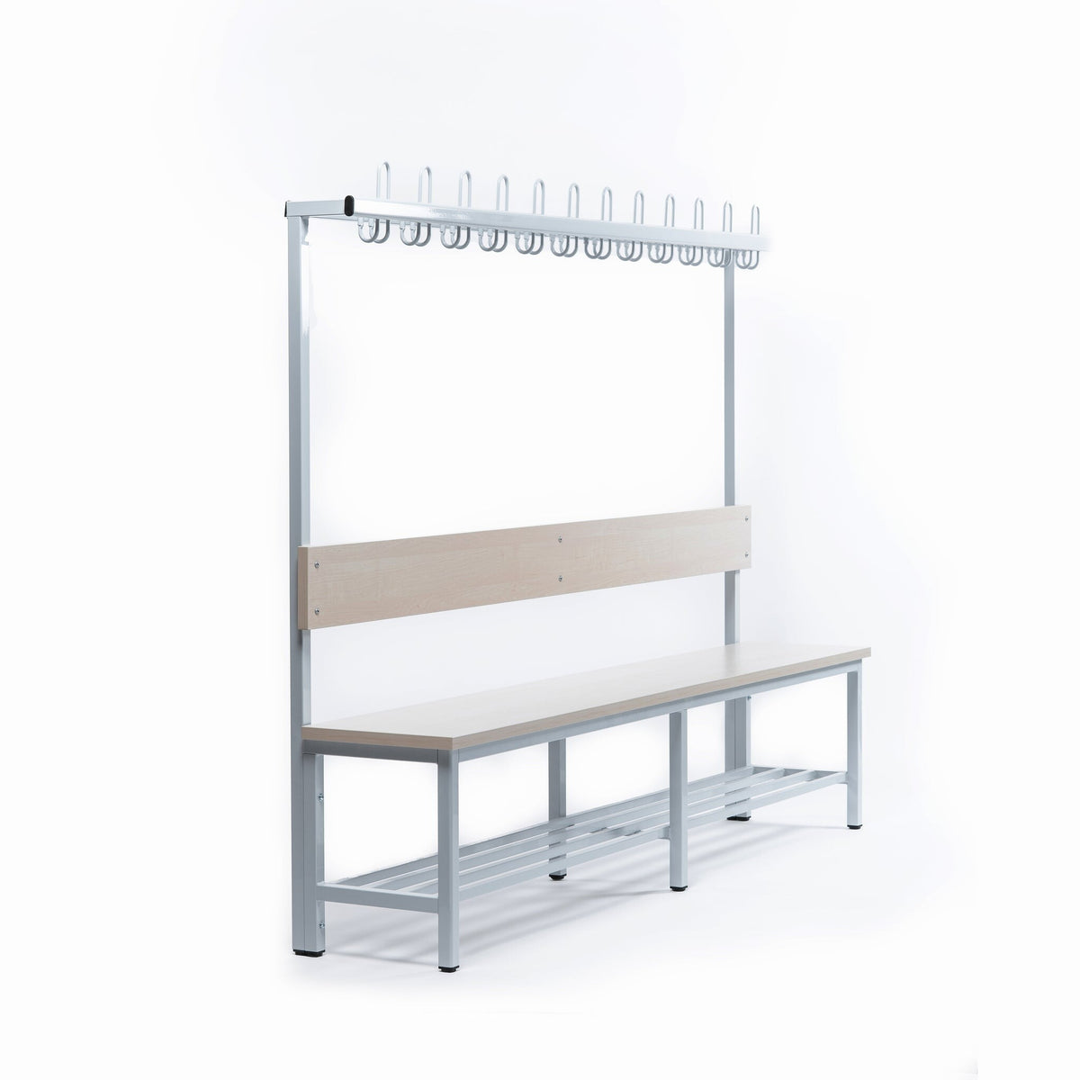 Garderobe Schule einseitig mit Garderobenhaken und Schuhrost