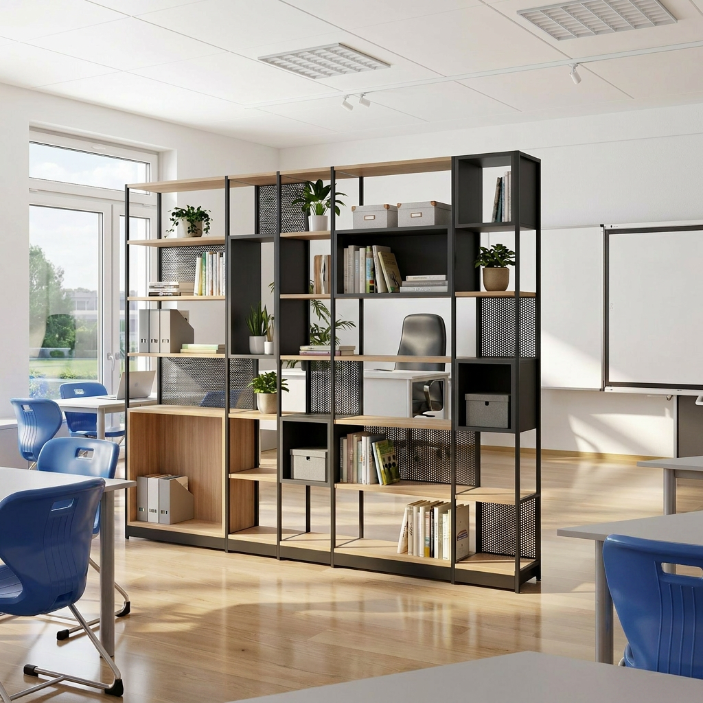 Büroregal Raumtrenner 6OH mit geschlossenem Würfel B/T/H 235x40x239 cm | COMBUS