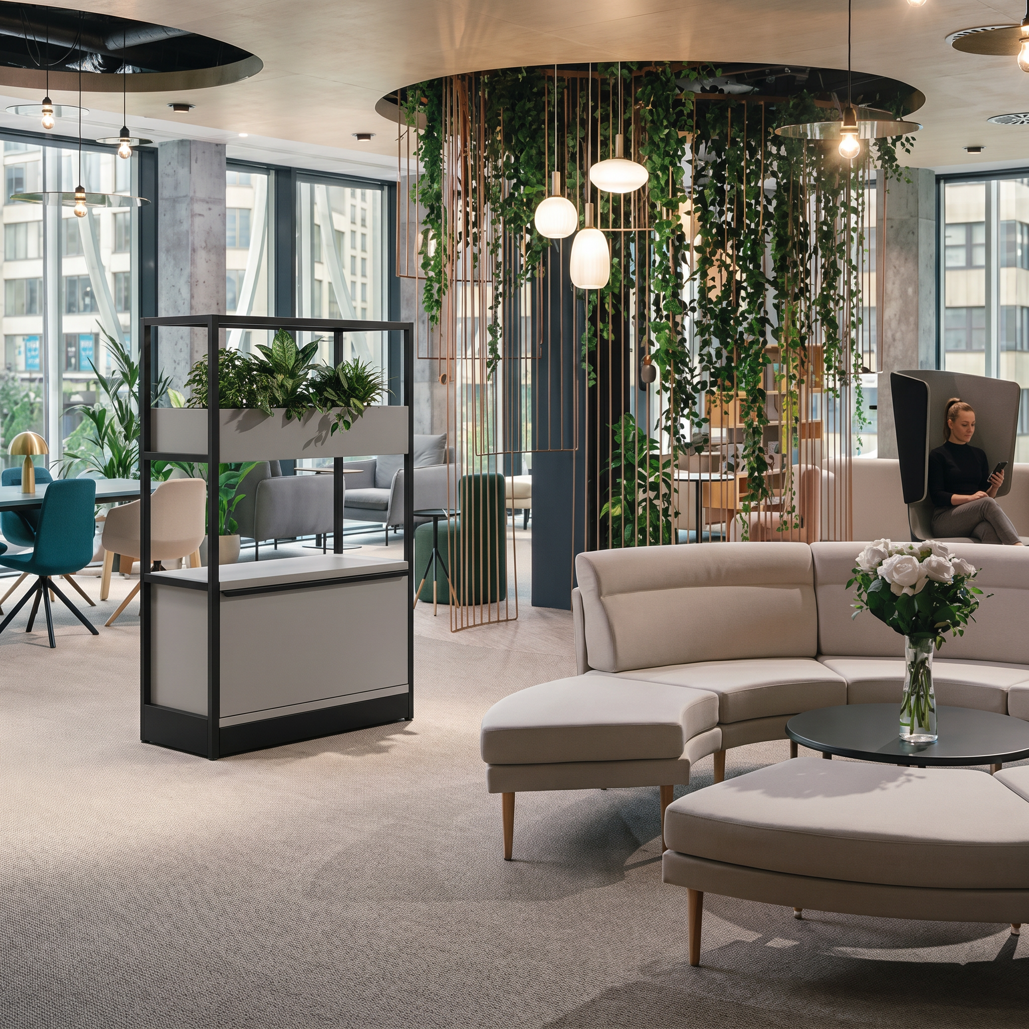 Raumtrenner-Regal Büro mit Blumenkästen ǀ COMBUS