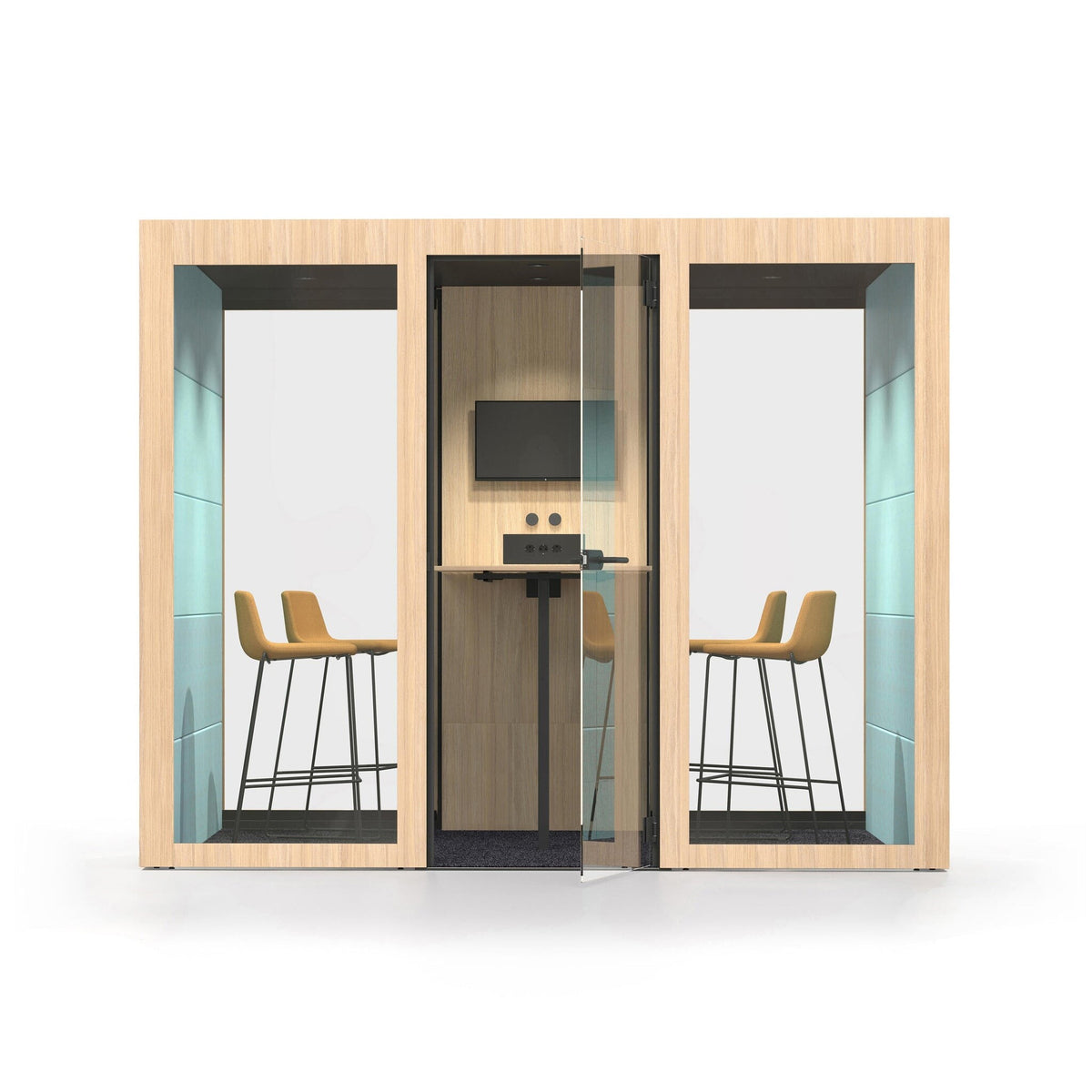Silent Room L Meetingbox mit Glaswaenden, grosszuegigem Innenraum und modernem Design – akustisch optimierter Raum fuer Besprechungen und kreative Zusammenarbeit im offenen Buero