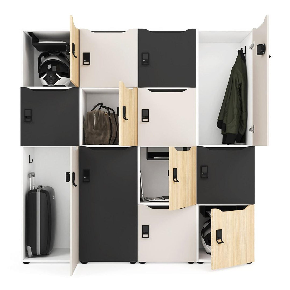 Spindschrank in weiss und schwarz