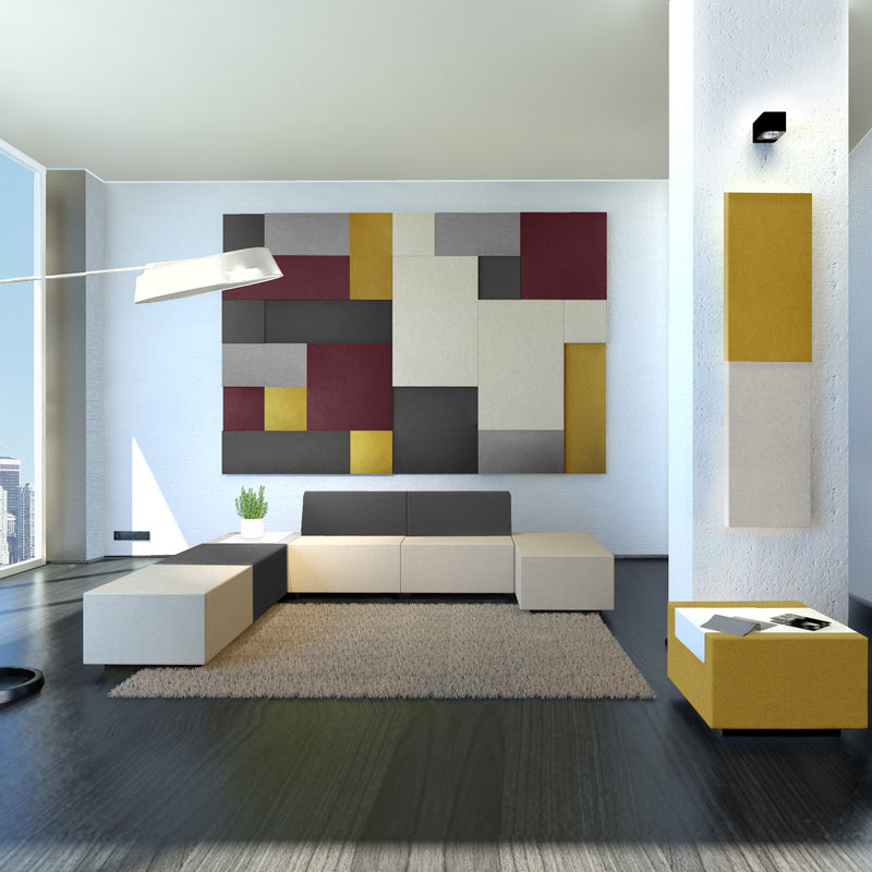 Akustikwandpaneel farbig in modernem Wohnraum