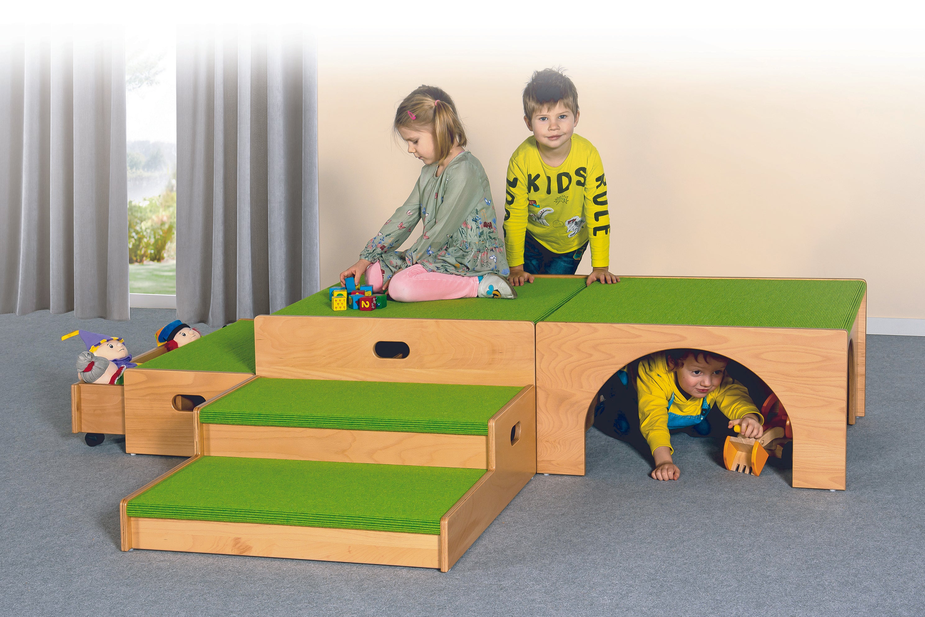 Bewegungslandschaft - Spielpodest Set aus 5 Elementen für Kita - Kindergarten