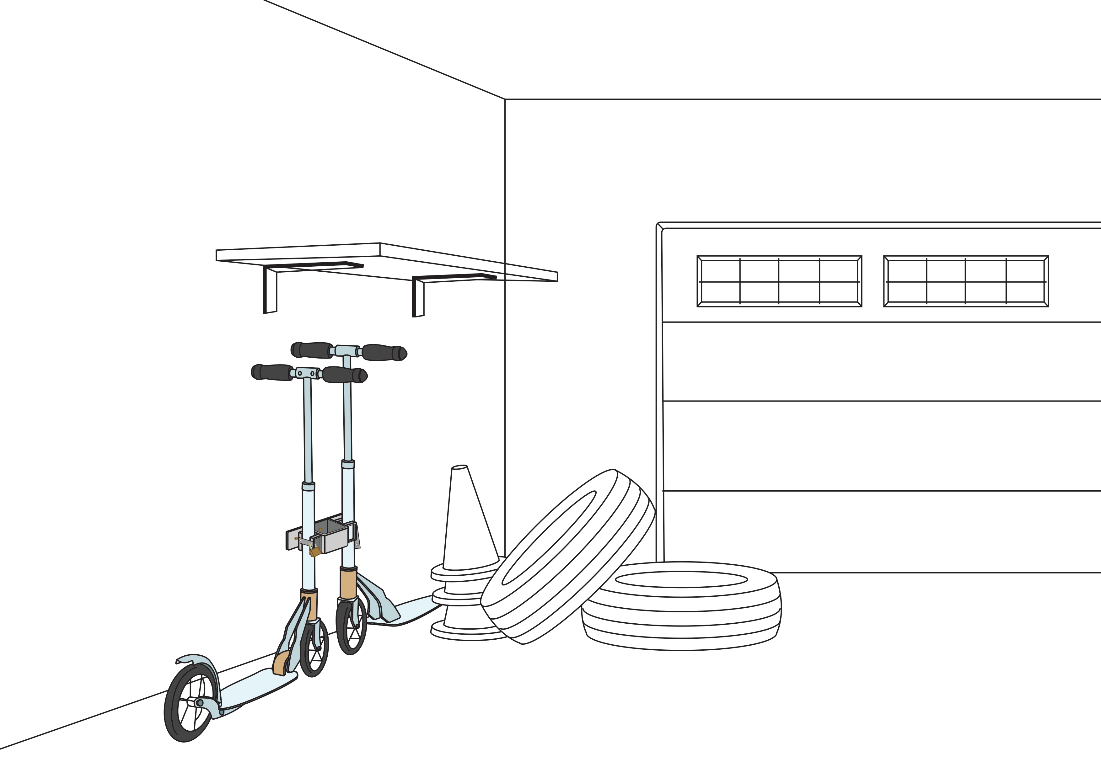 Kickboardständer / Scooterständer - Wandmontage - 2 Stellplätze