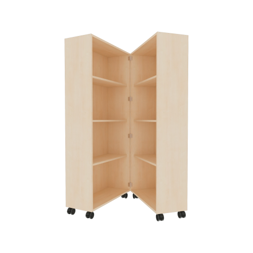 Zusammenklappbare Bibliothek auf Rollen