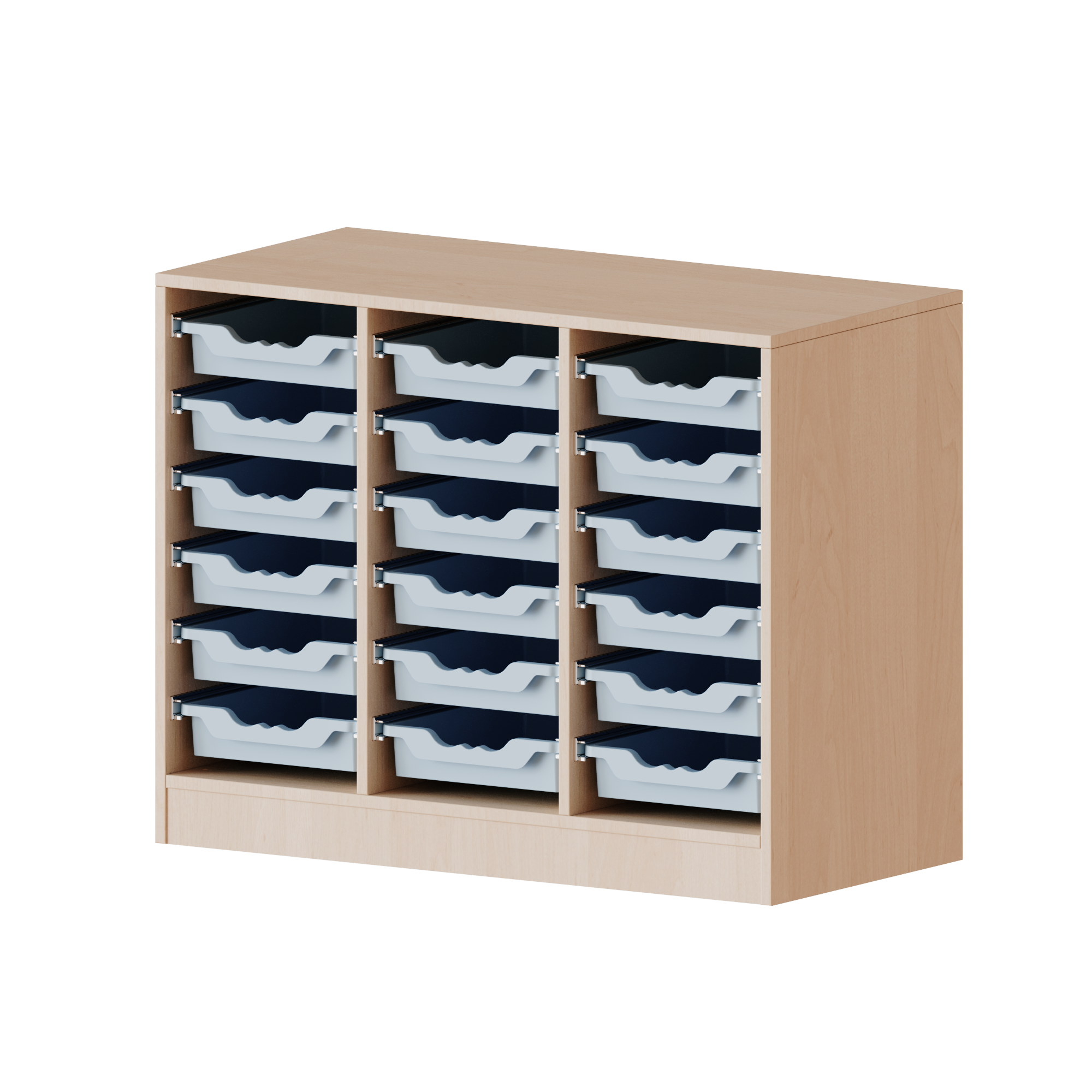 Sideboard Schule mit kleinen ErgoTray Boxen