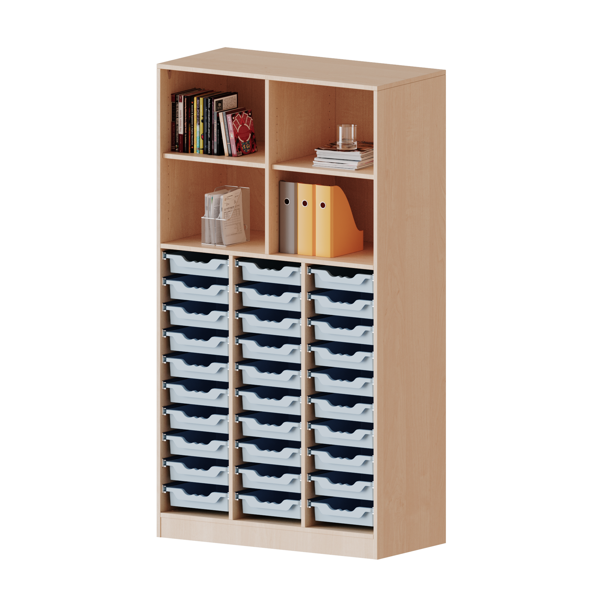 Schulschrank und Kindergartenschrank dreireihig mit 5 Ordnerhöhen