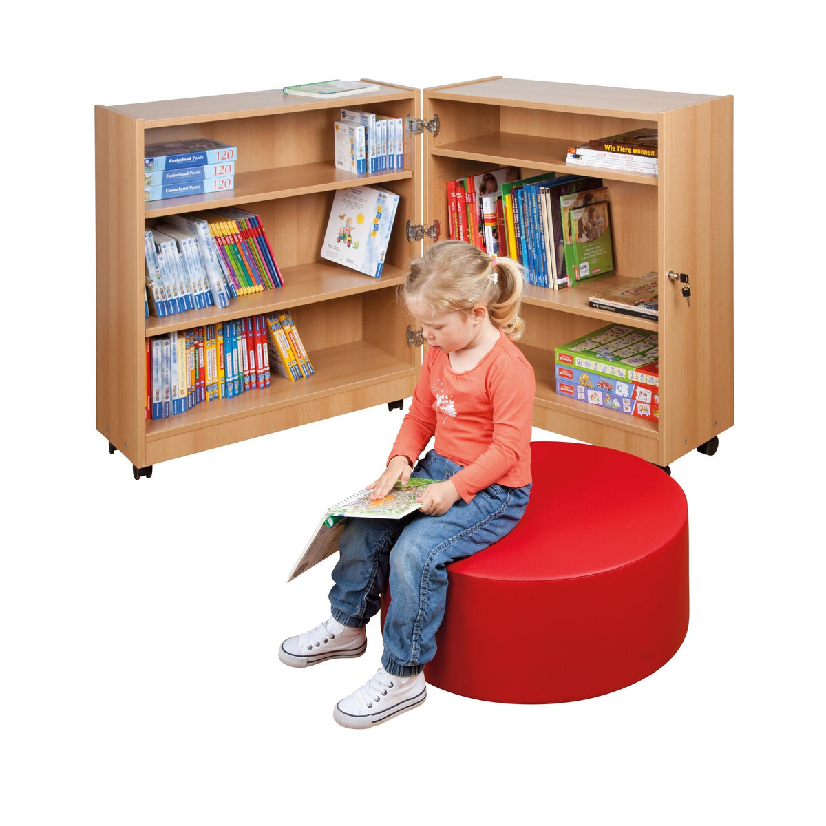 Zusammenklappbare Bibliothek auf Rollen