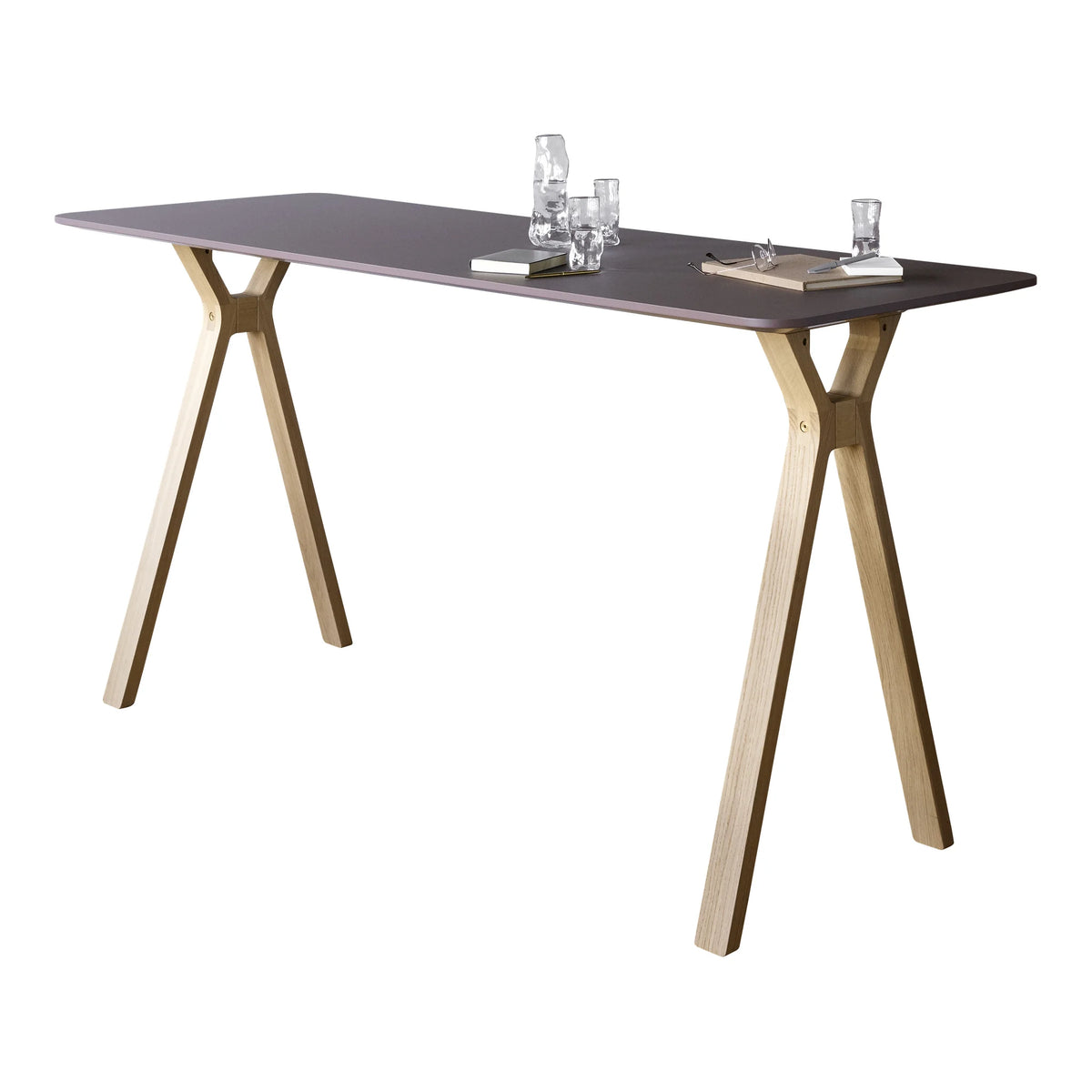 Büro Stehtisch in zwei Höhen mit Eichegestell | Space high table