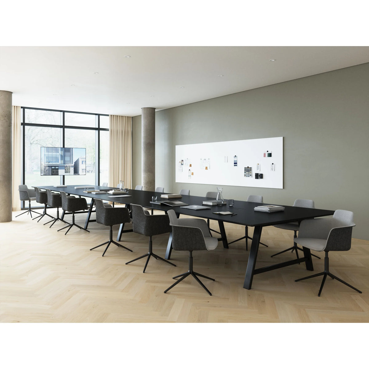 Conference table with a variety of dimensions and a solid wood frame | T1