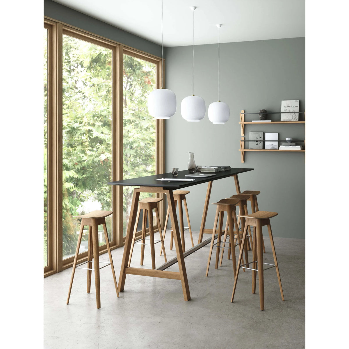 Designer oak bar stool in two seat heights | HC1