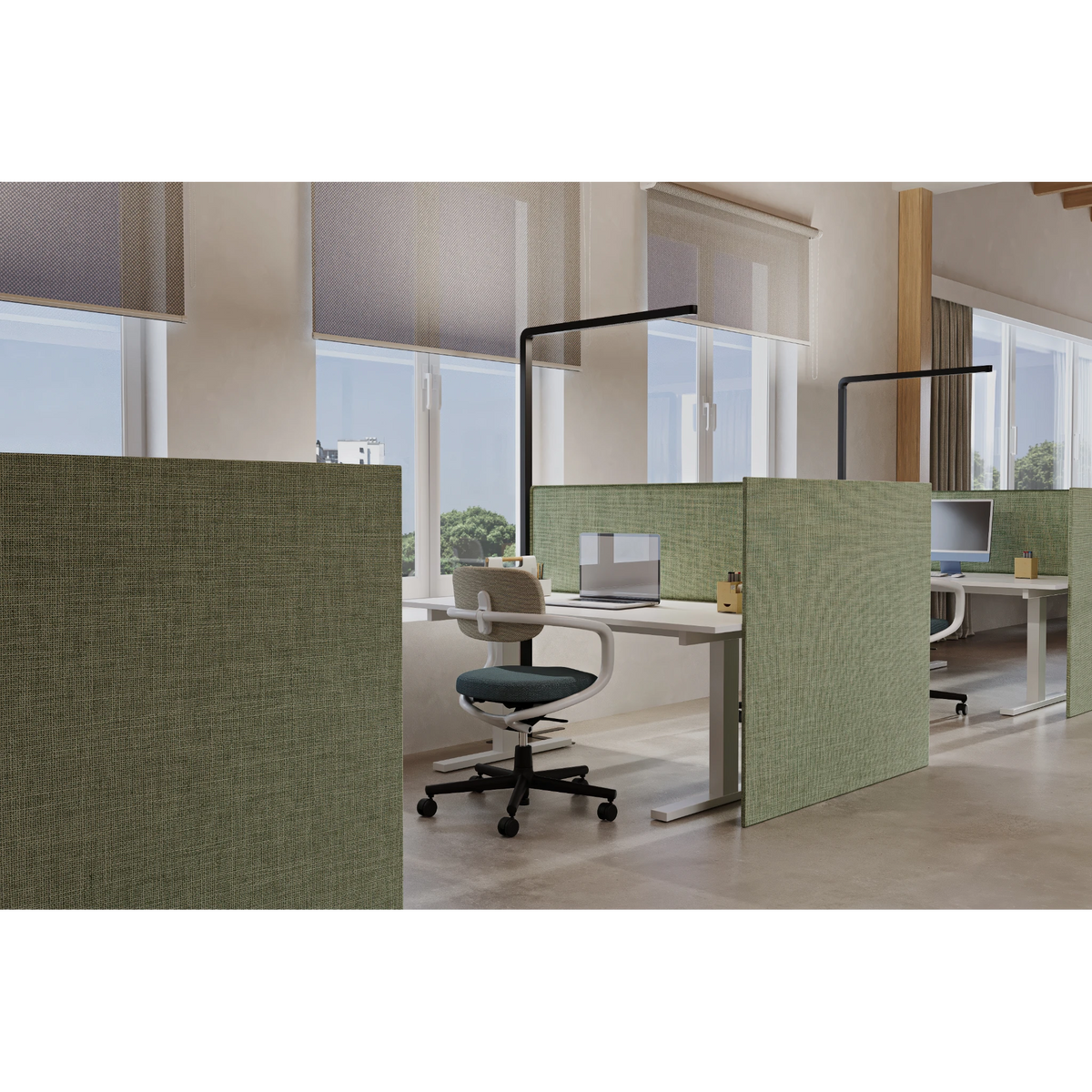 Office floor lamp for double workstations with sensors | Team Pro