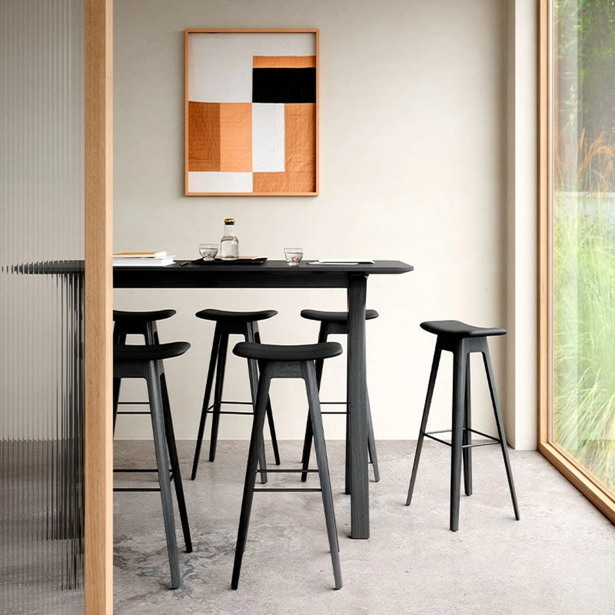 Büro Stehtisch in zwei Höhen mit Eichegestell | Space high table