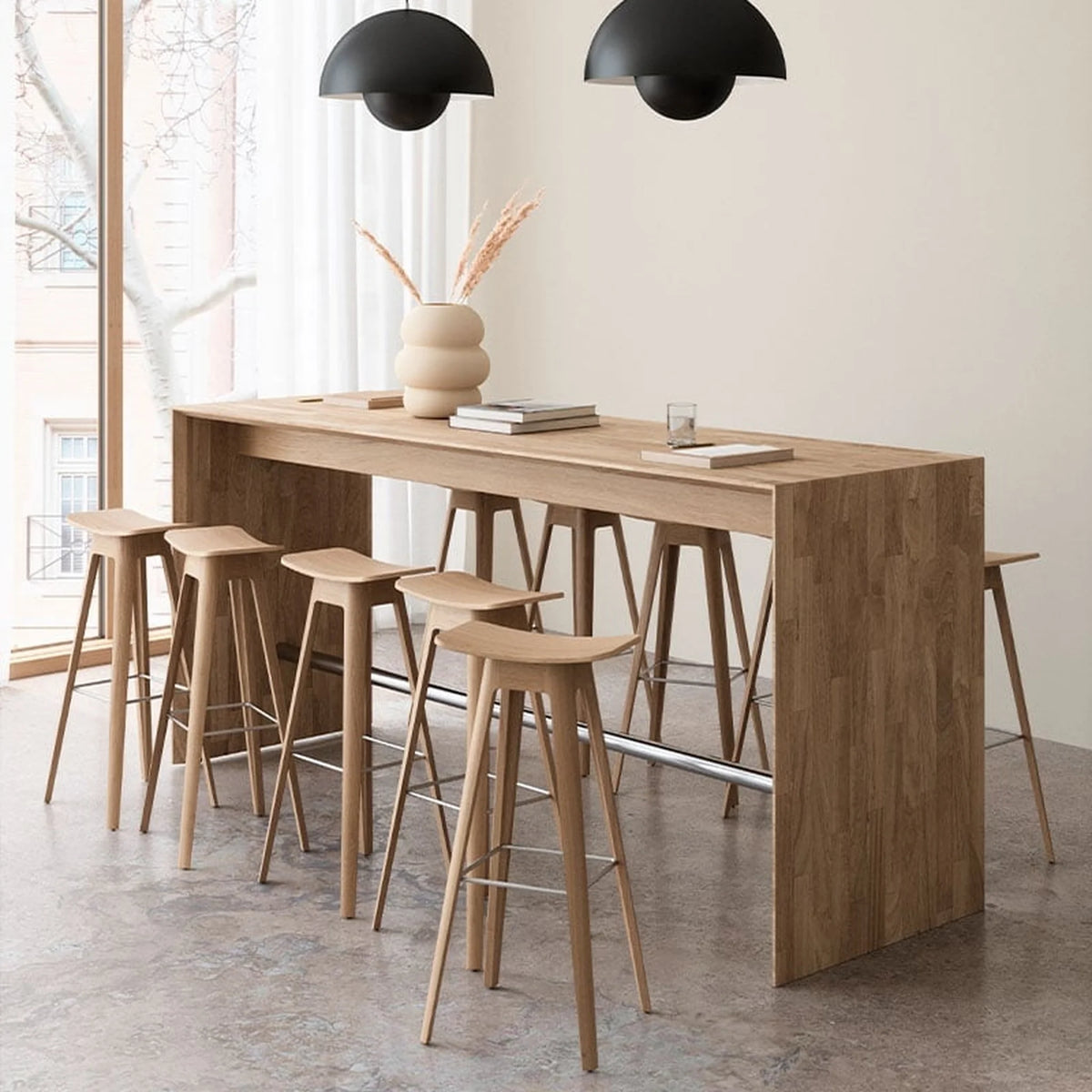 Designer oak bar stool in two seat heights | HC1