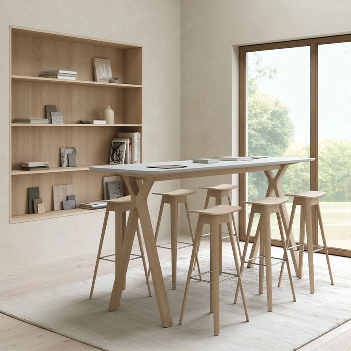 Designer oak bar stool in two seat heights | HC1