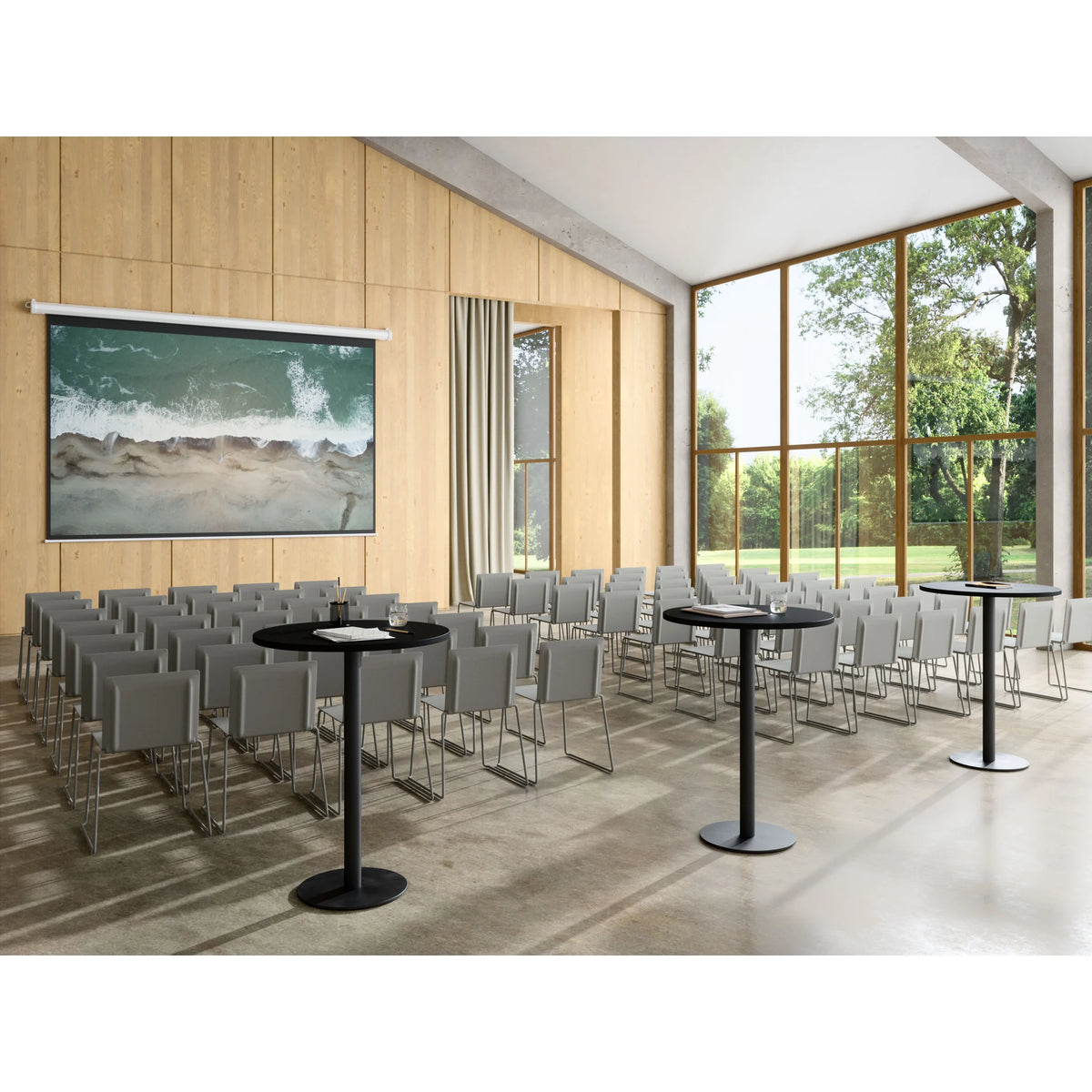Conference chair with flexible seat shell, stackable | DRY