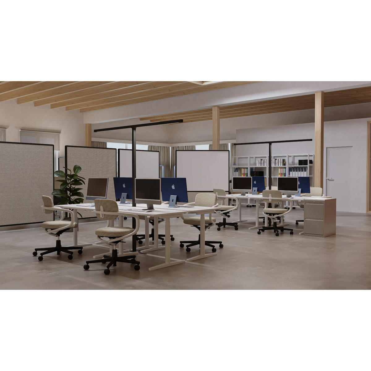 Office floor lamp for double workstations with sensors | Team Pro