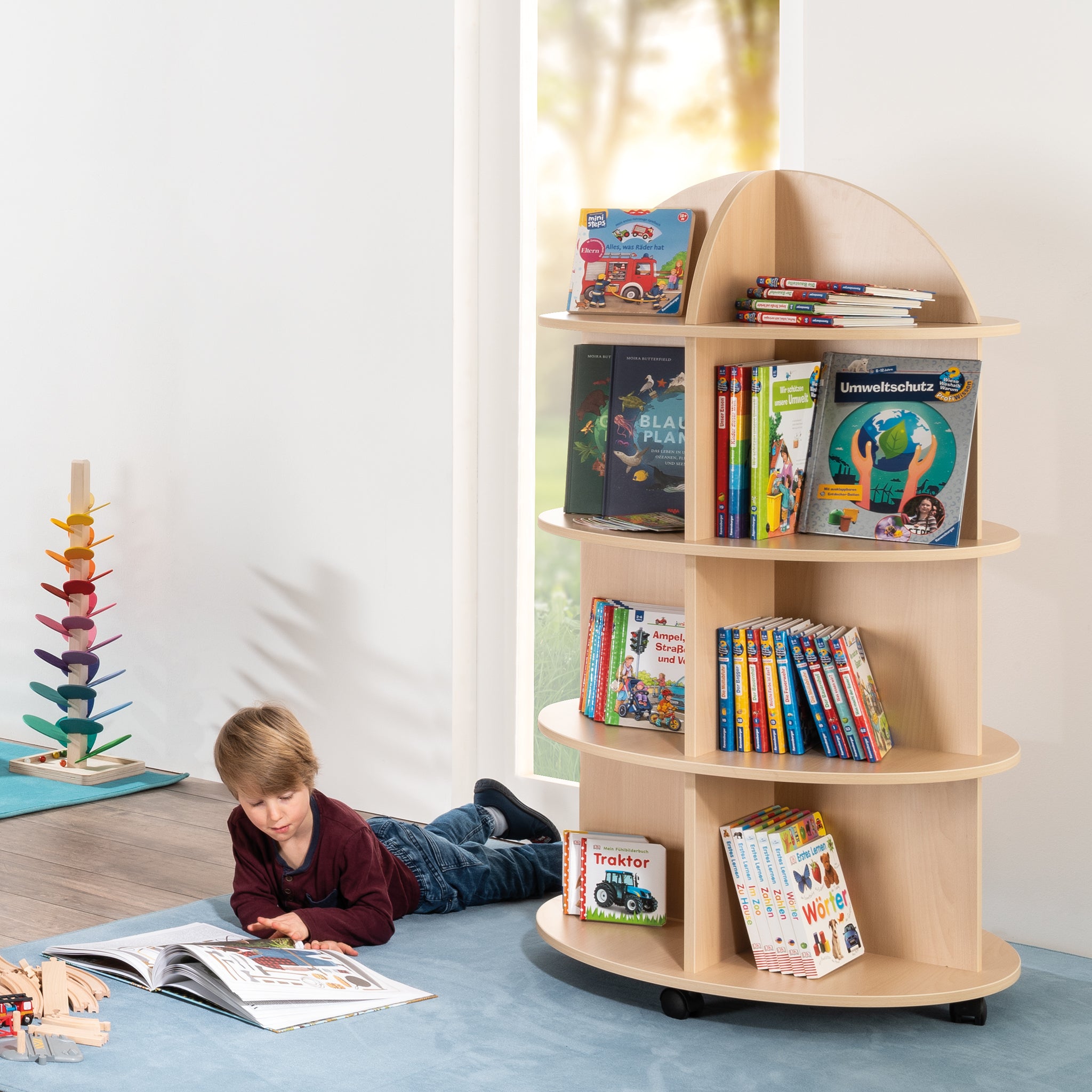 Bücherrondell Kindergarten mit Rollen