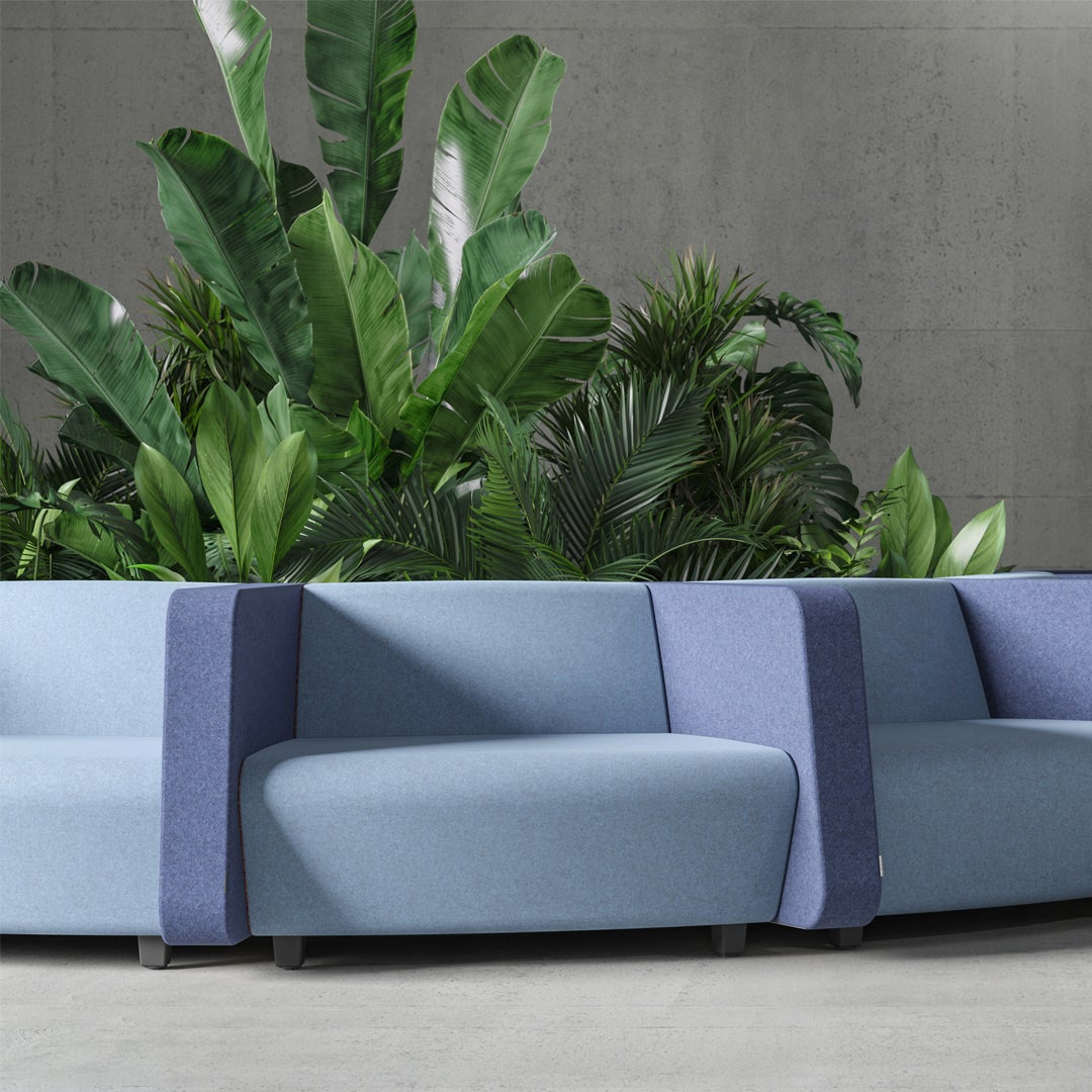 Buero-Lounge in blau rund