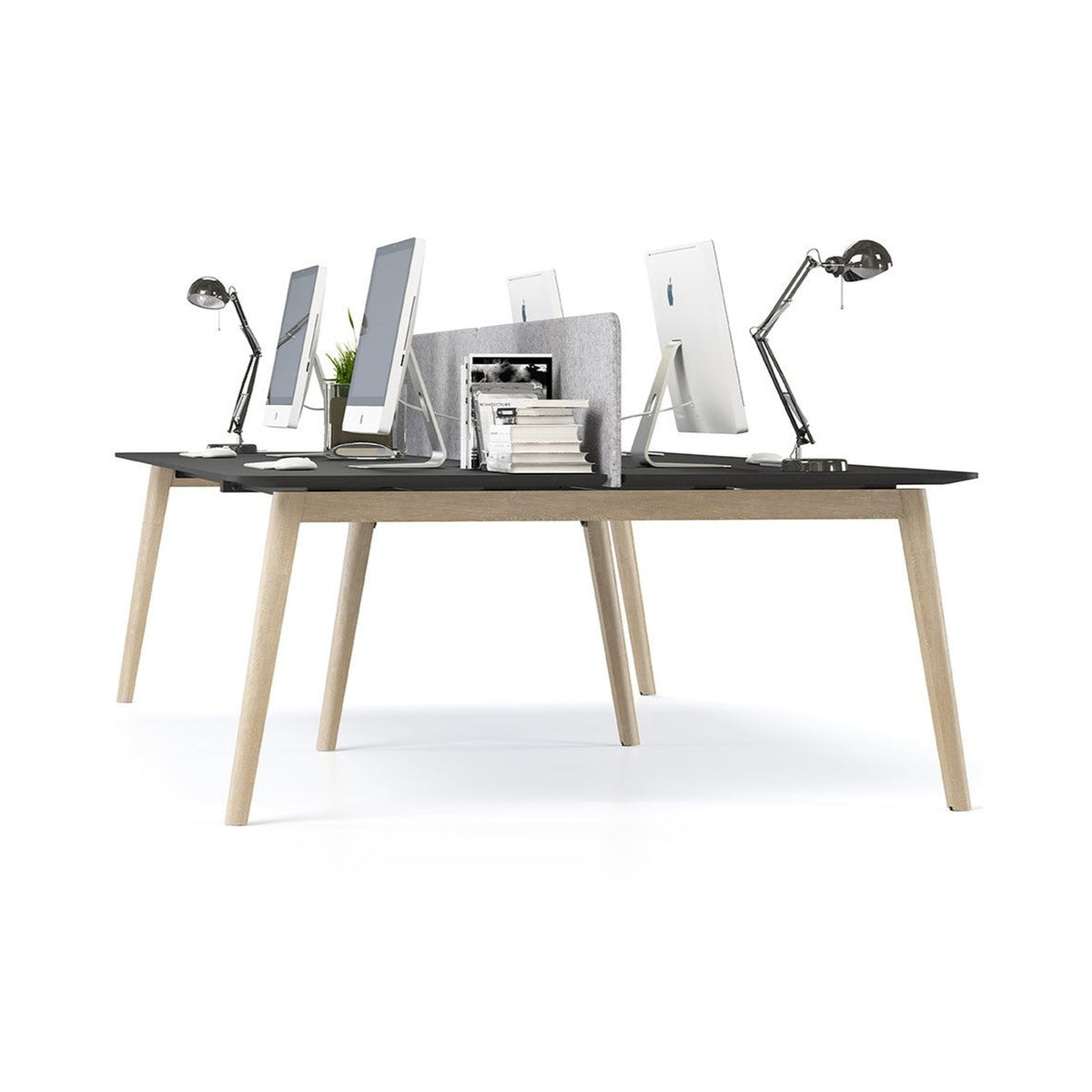 Bürotisch 2-er Arbeitsplatz | Nova Wood Bench Desk