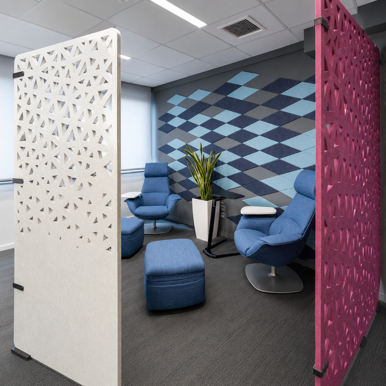 Hanging Room Divider – Top Acoustic Solution with Absorption Class A | Swiss Design