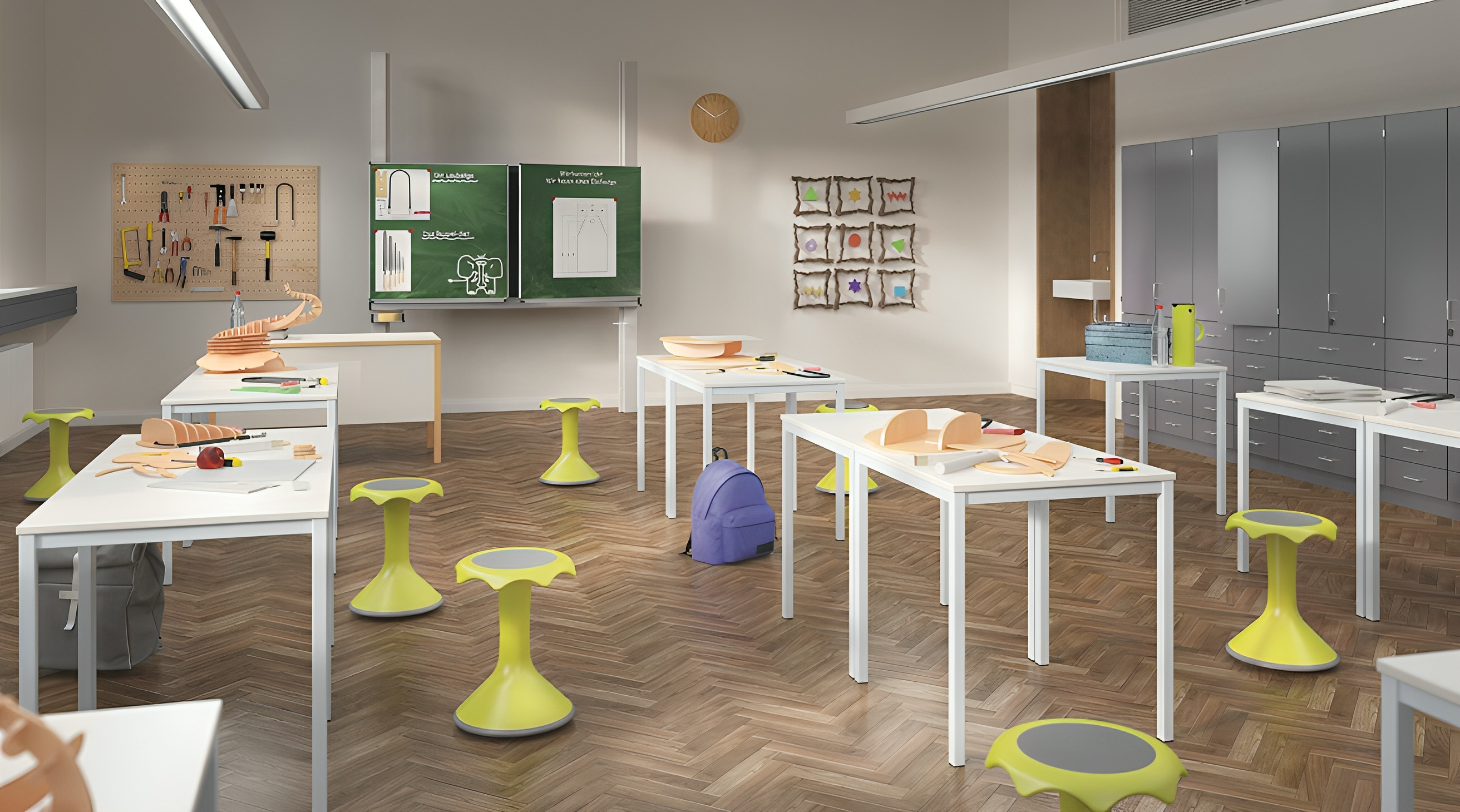 Innovativer Hokki Stuhl für dynamisches Sitzen und optimale Sitzhaltung in Schulen.