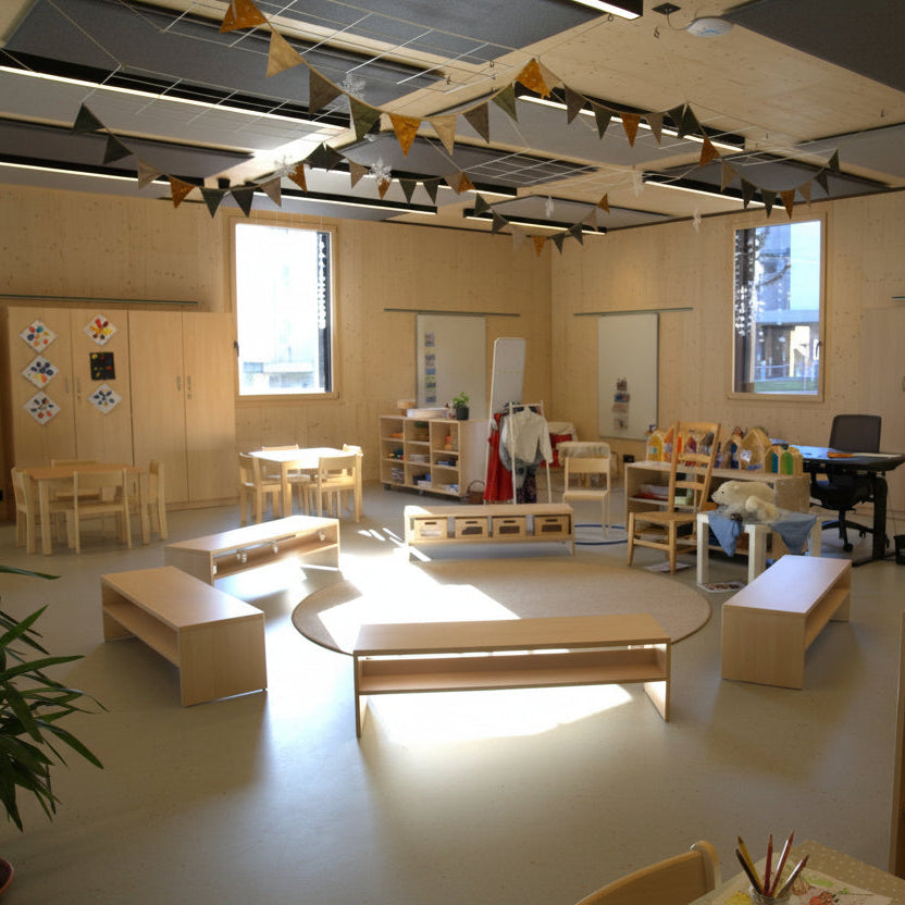 Kibemo Sitzkreisbänkli mit praktischem A4-Ablagefach pro Kind