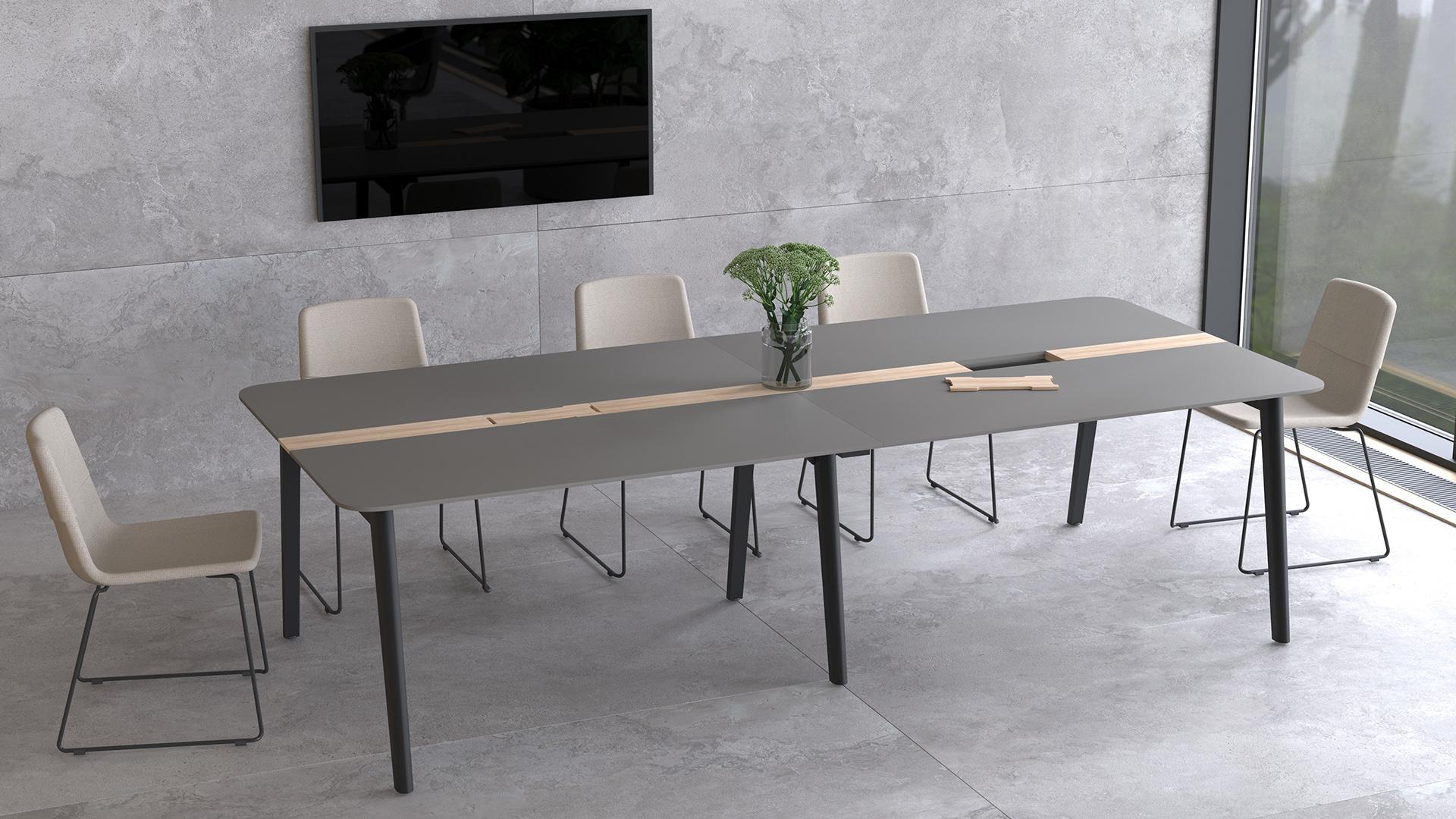 Konferenzstuhl / Kufenstühle stapelbar - Tischbeine aus Vollholz / Metall ǀ TWIST&SIT