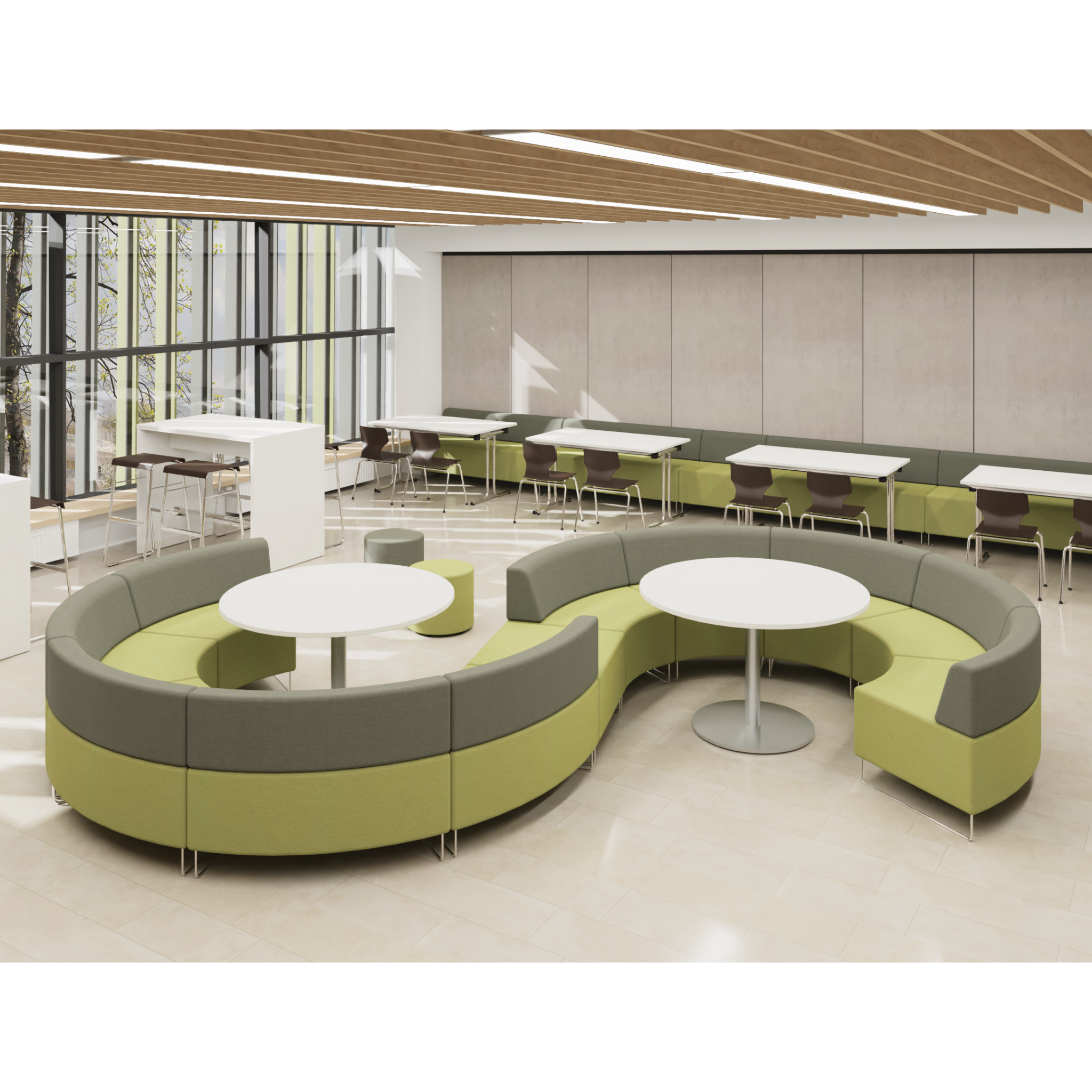 Lernlandschaft Schule mit Sitzelementen