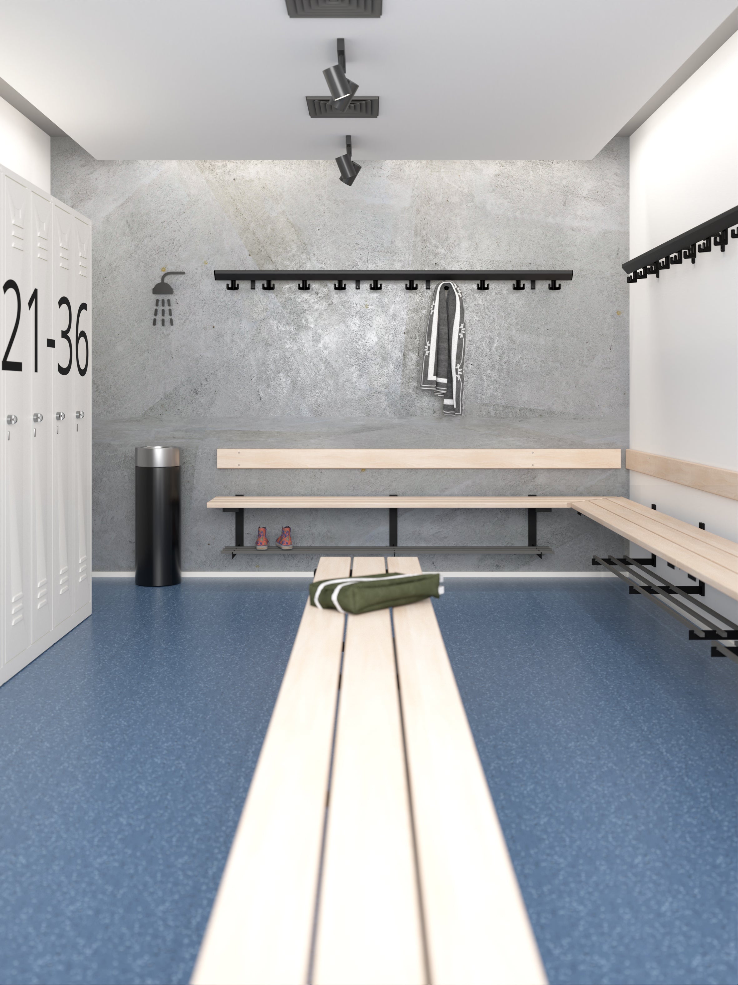 Schulgarderobe – Funktionale und platzsparende Wandsitzbank für Umkleiden