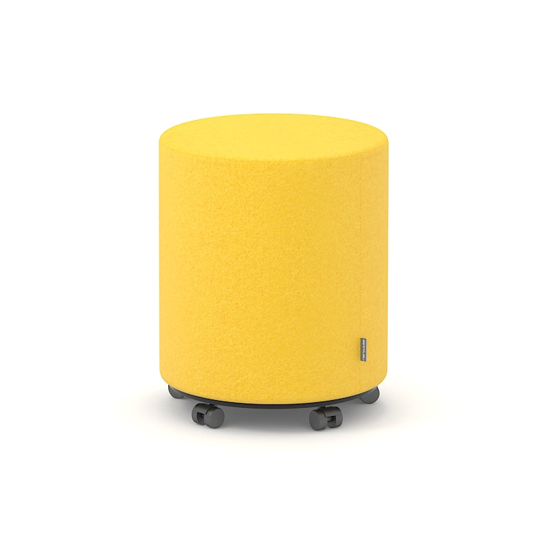 Sitzhocker mit Rollen und 40cm Durchmesser Stofffarbe gelb