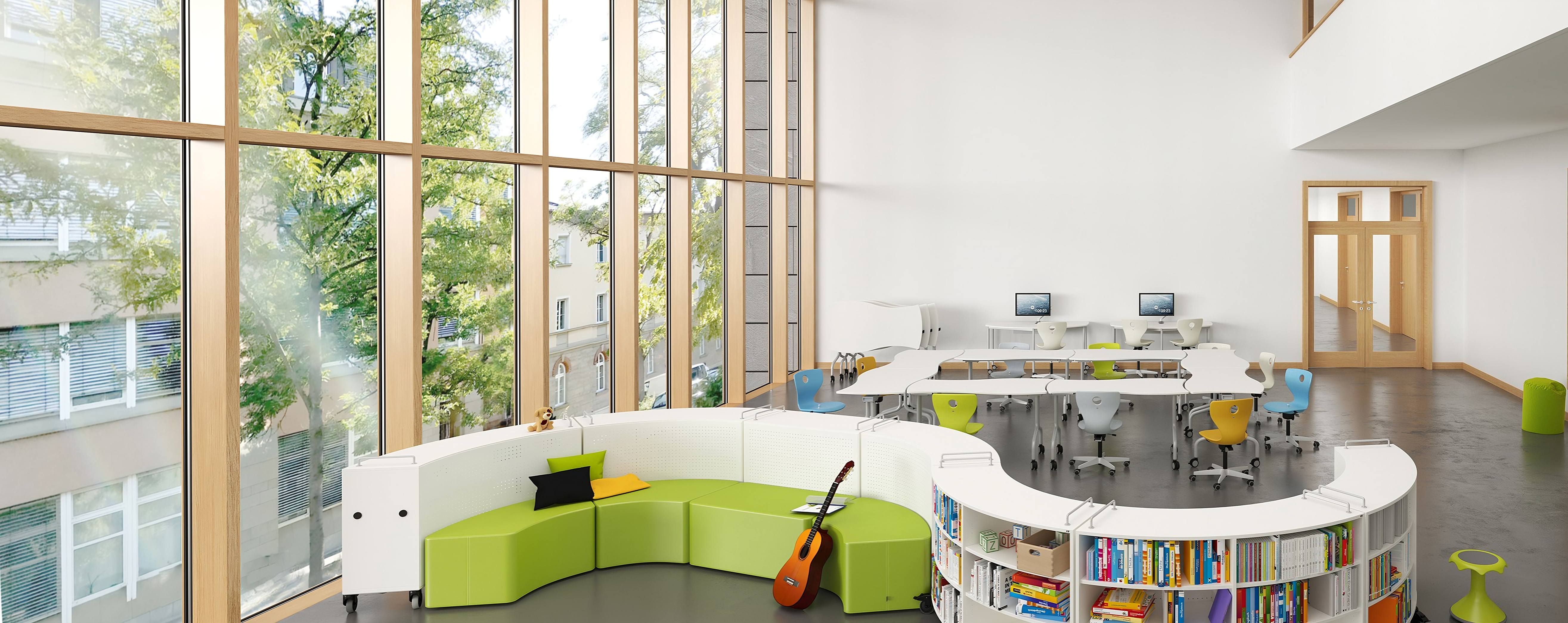 Softe Sitzlandschaften gerade und gebogen | eduLandscape