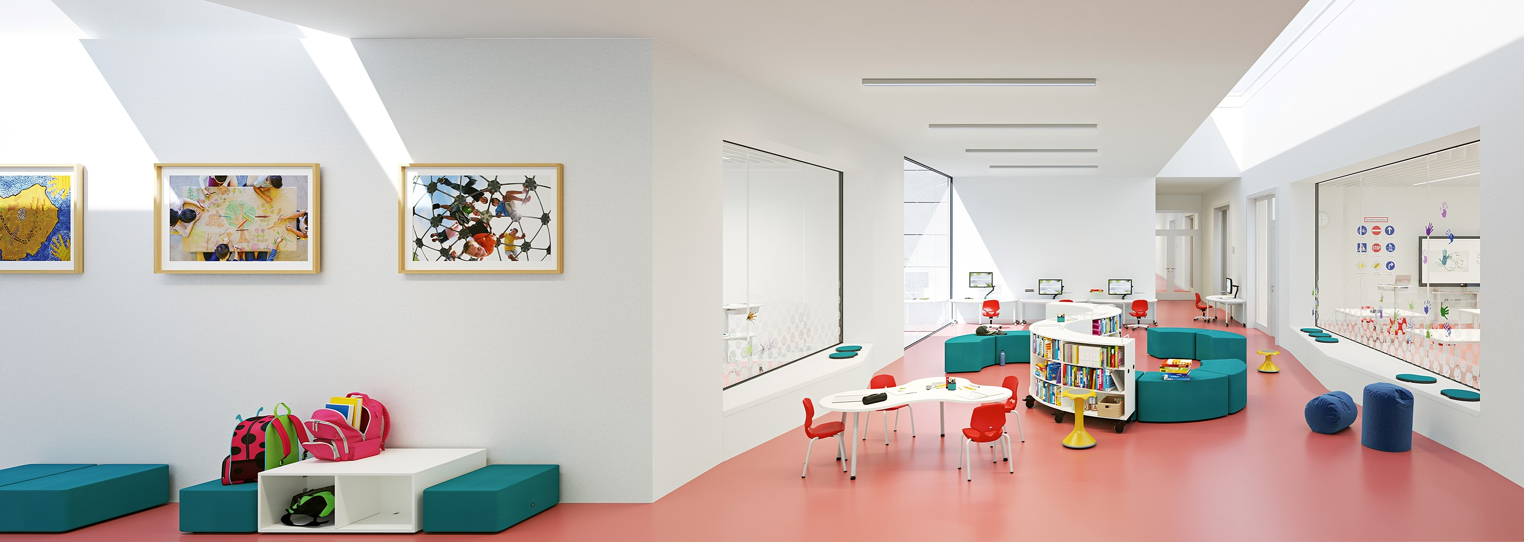 Softe Sitzlandschaften gerade und gebogen | eduLandscape